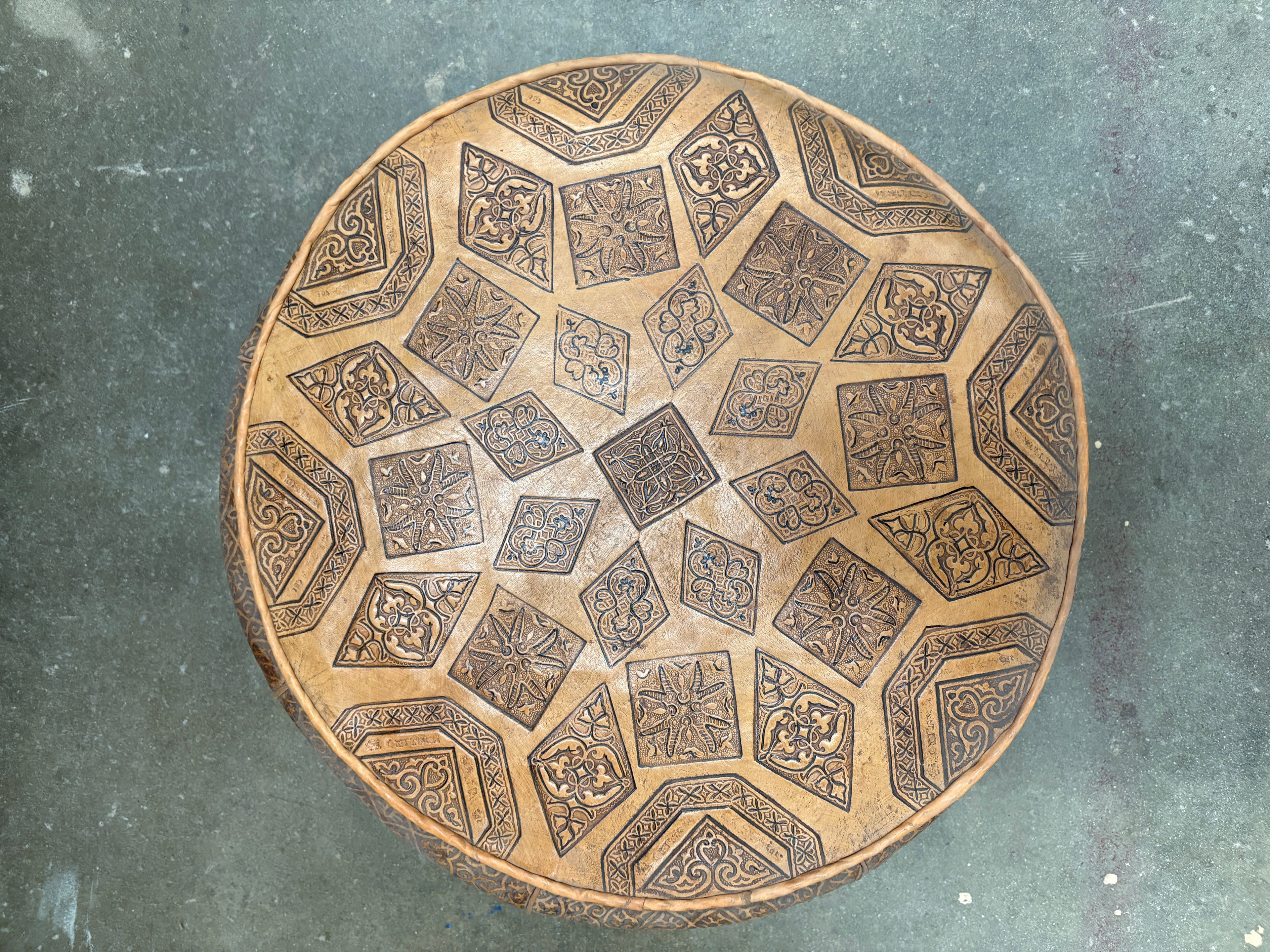 Carved Premium Leather Pouf