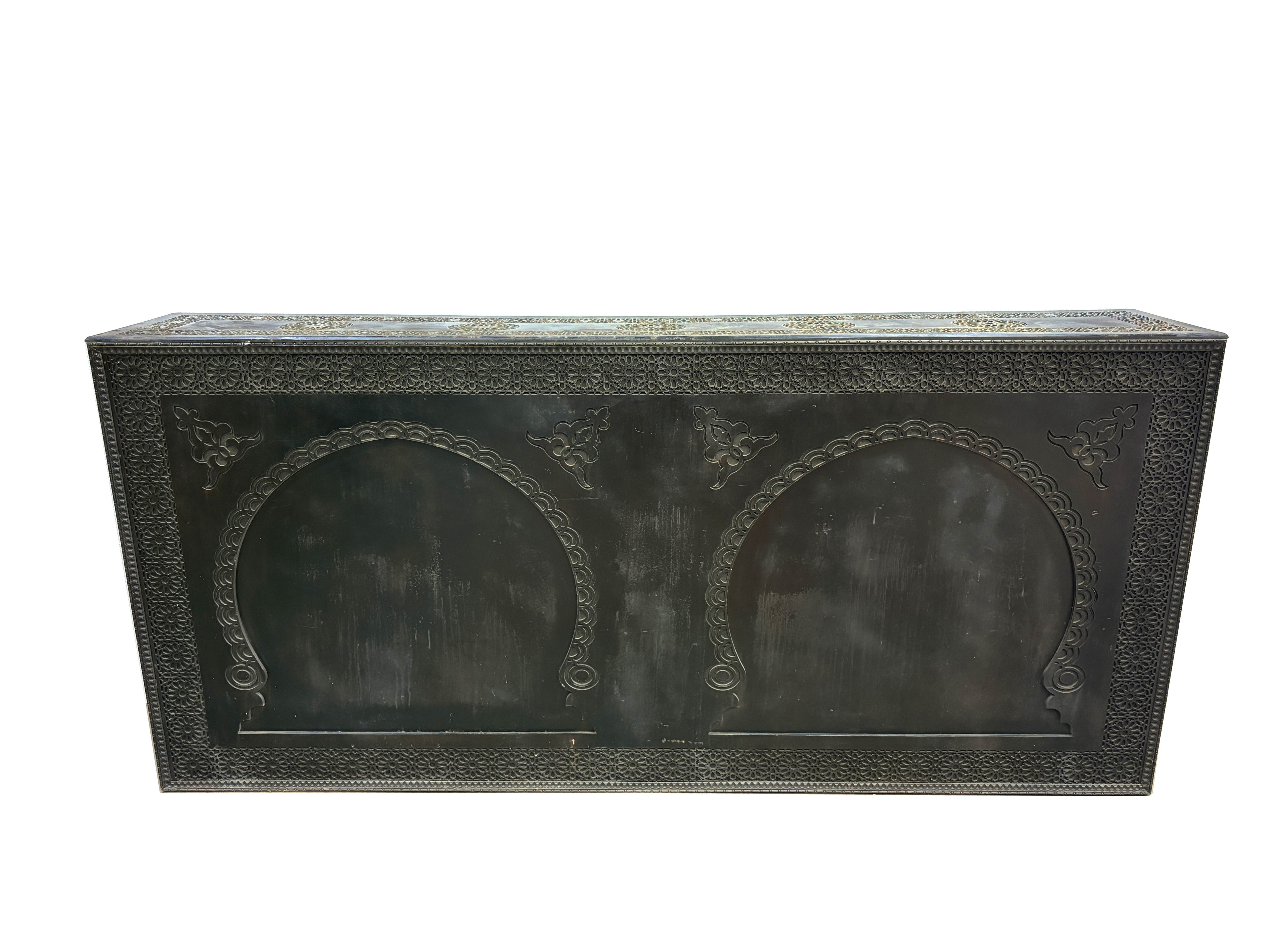 Dark Stained Carved Cedar Wood Bar