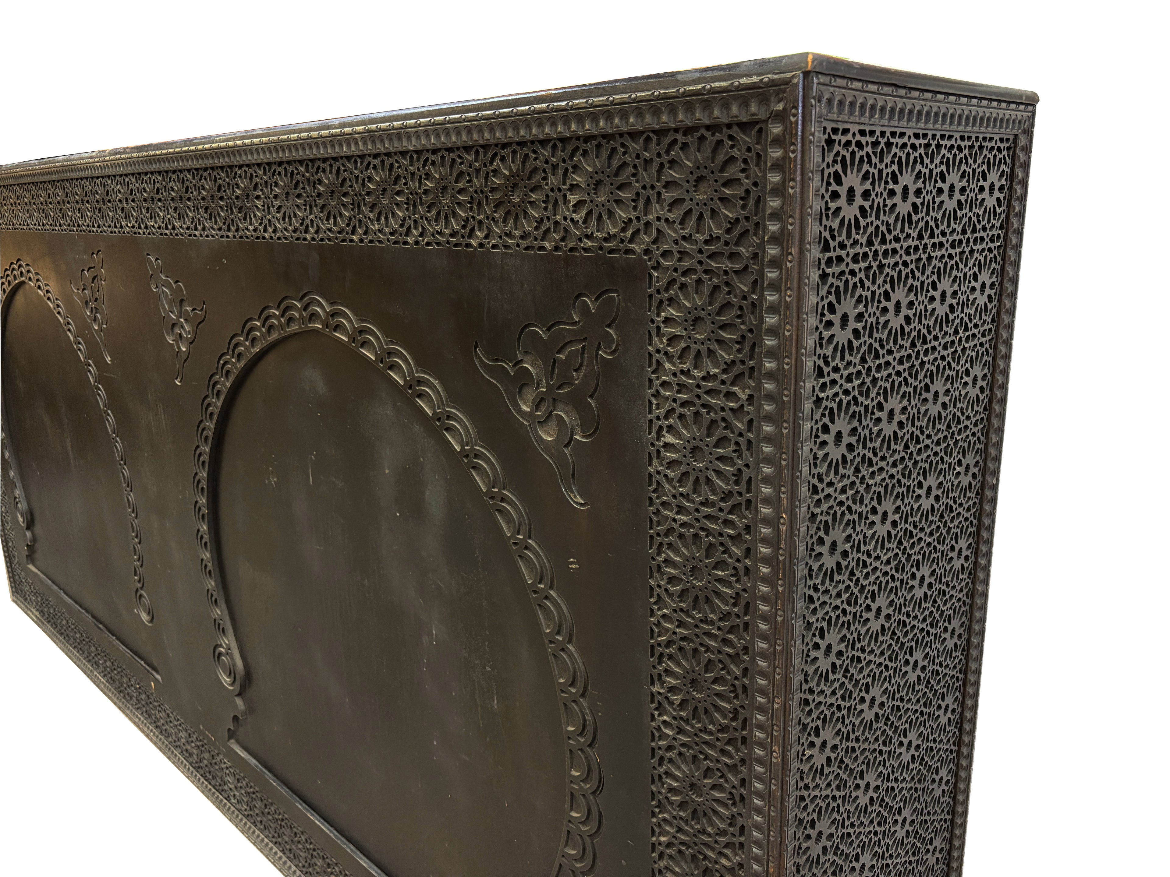 Dark Stained Carved Cedar Wood Bar