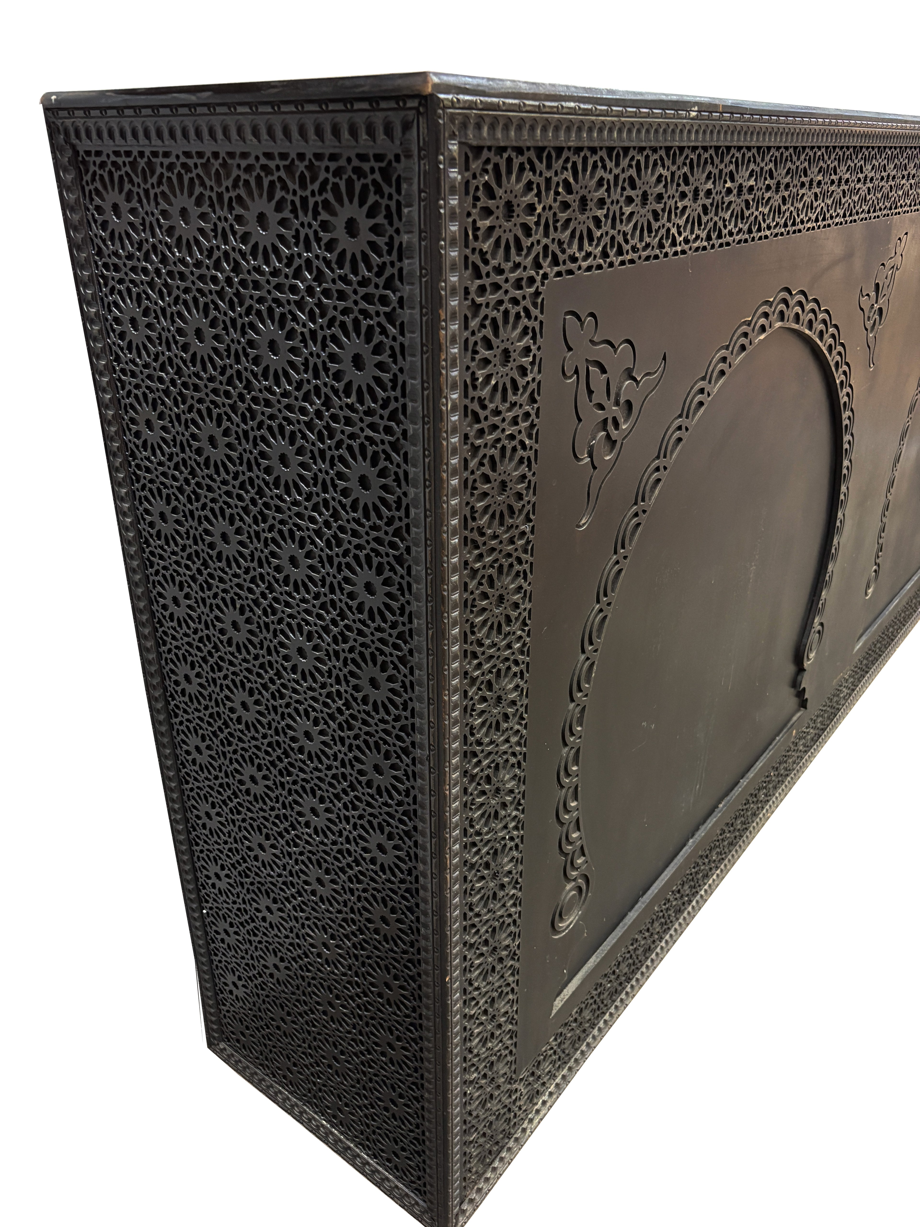 Dark Stained Carved Cedar Wood Bar