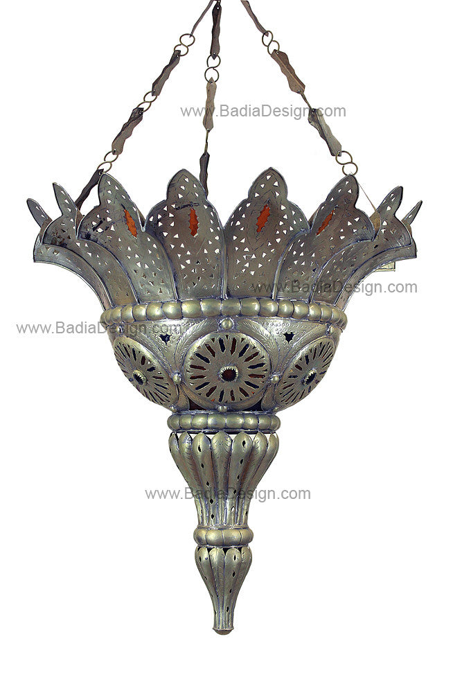 Silver Chandelier with Multi-Color Glass