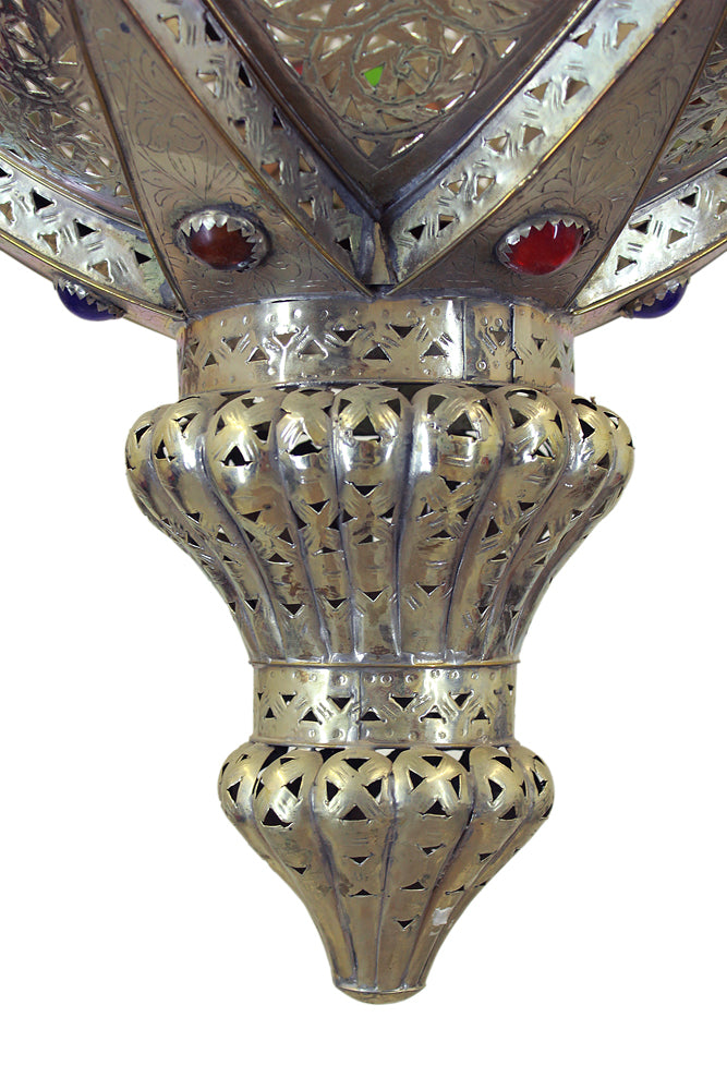 Silver Chandelier with Multi-Color Glass