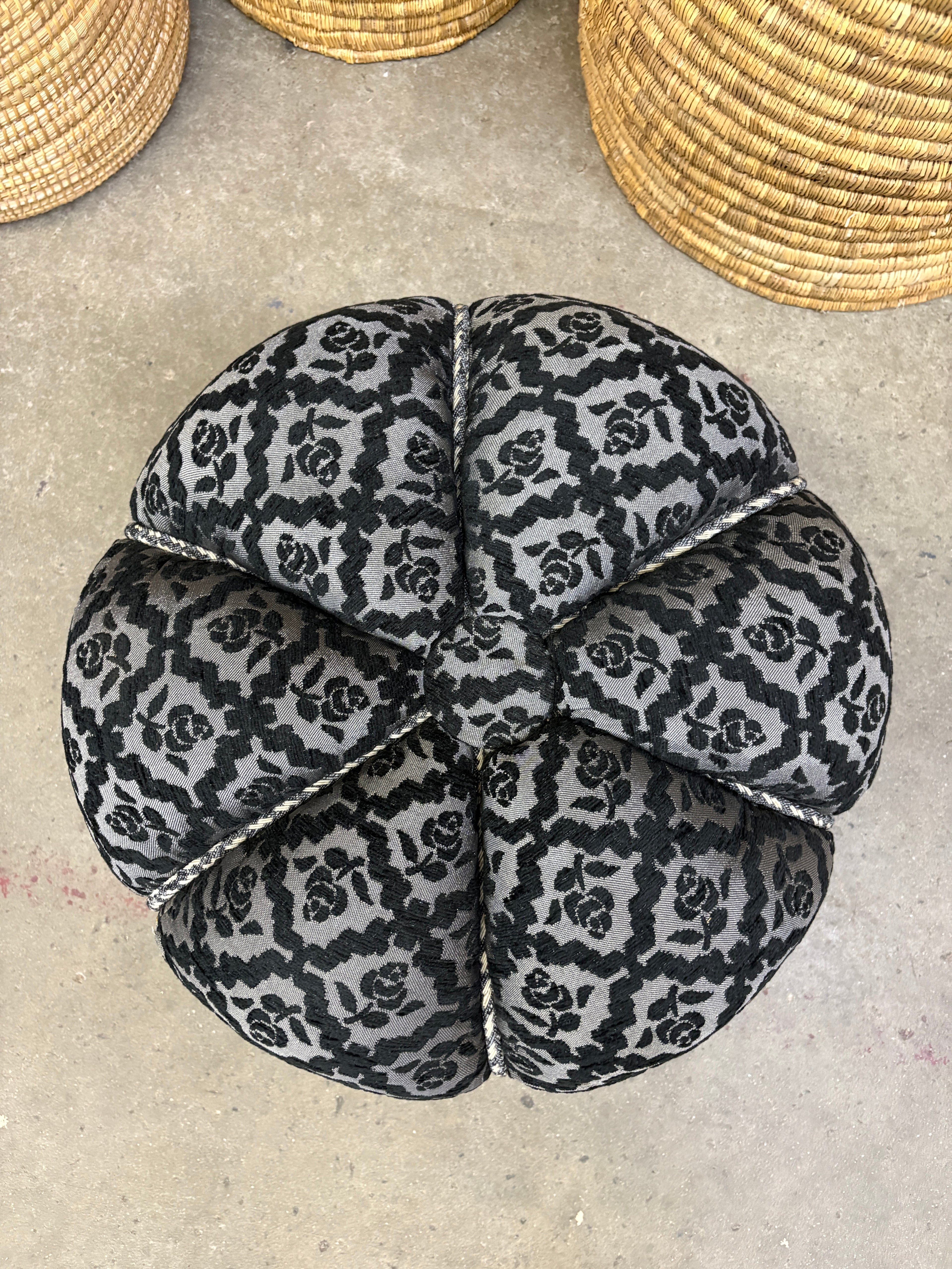 Grey Moroccan Fabric Pouf