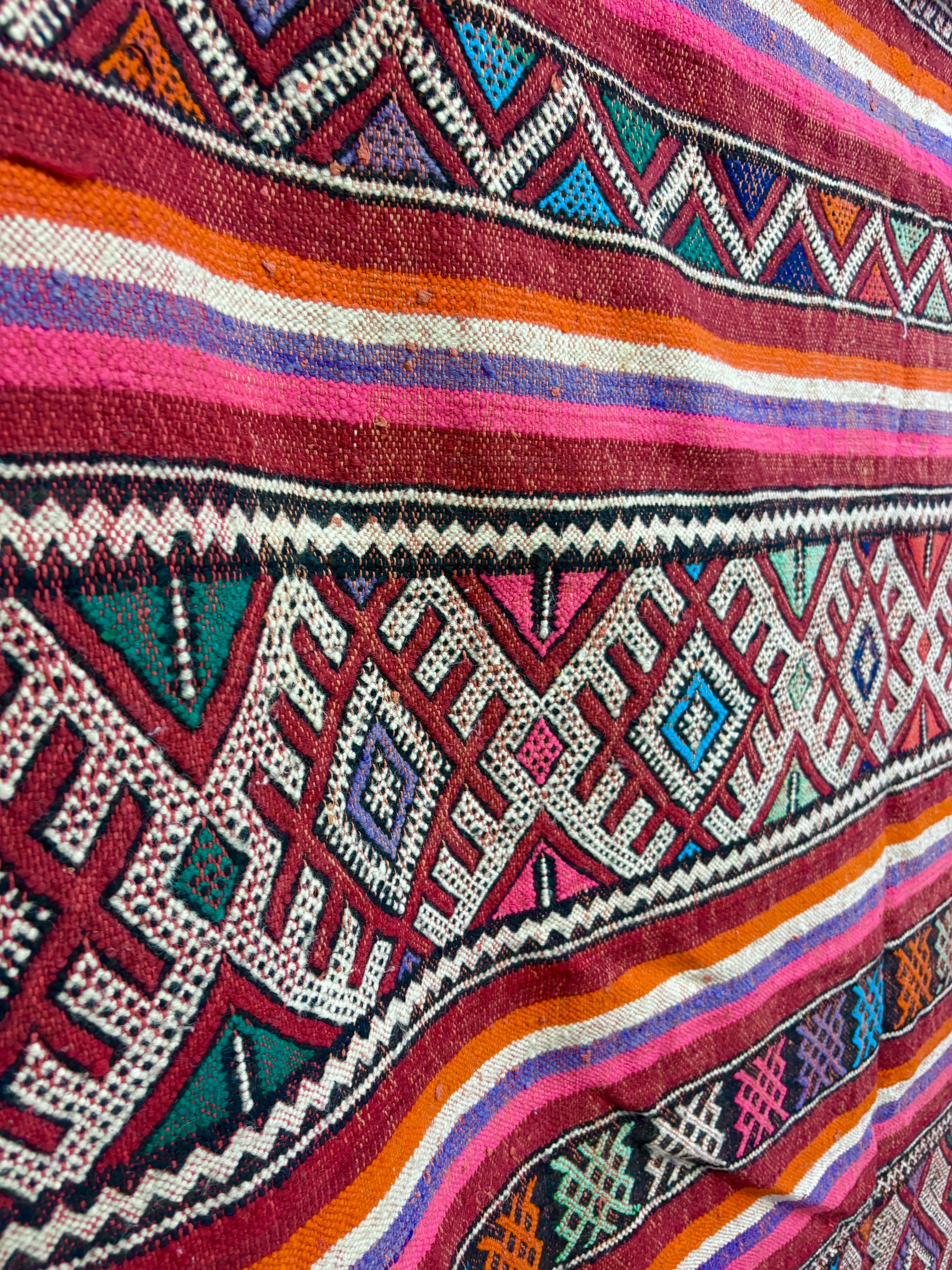 Aït Bou Ichaouen Kilim with Polychrome Stripes