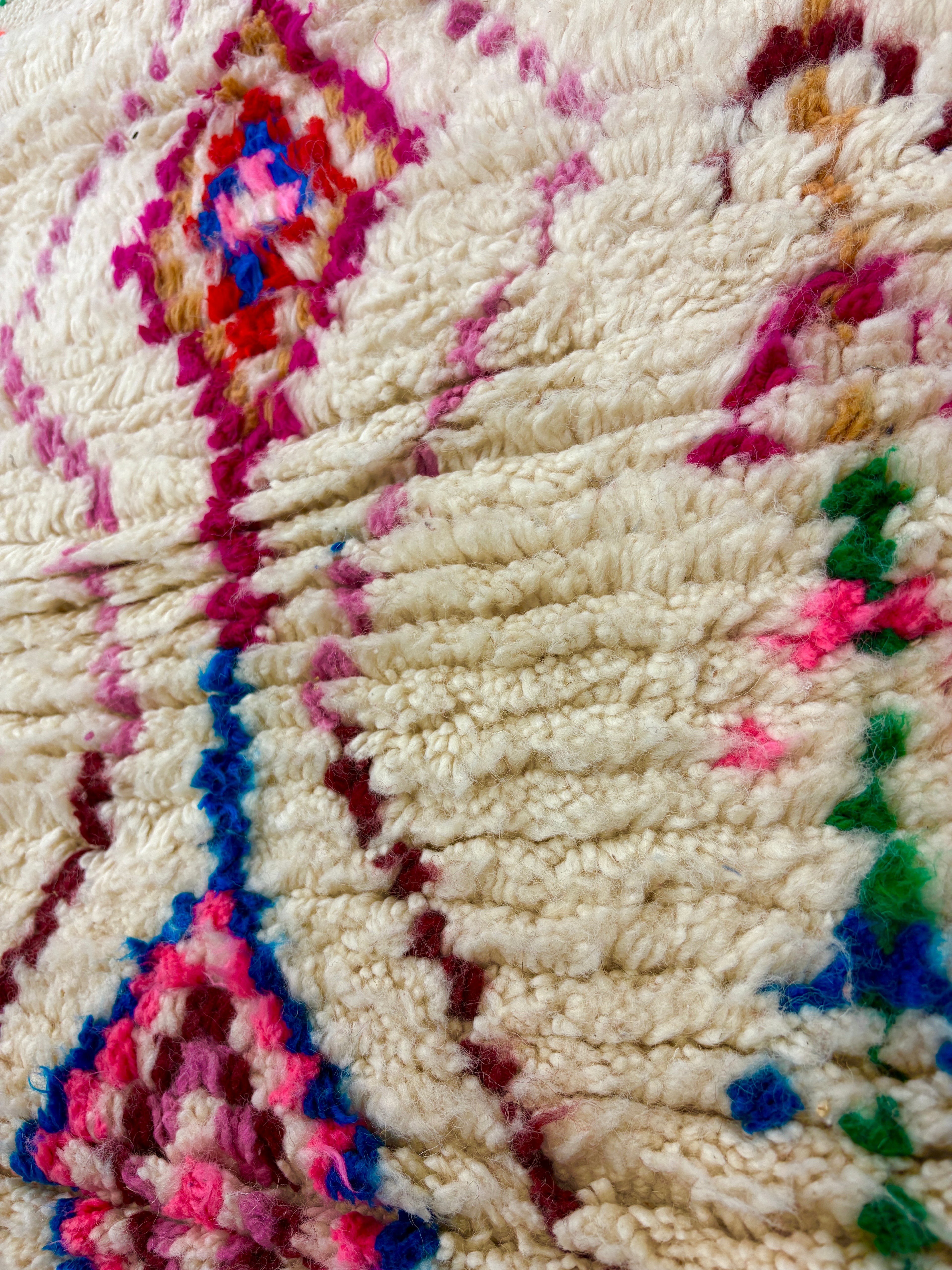 Berber Accent Rug in Ivory Wool with Polychrome Diamonds