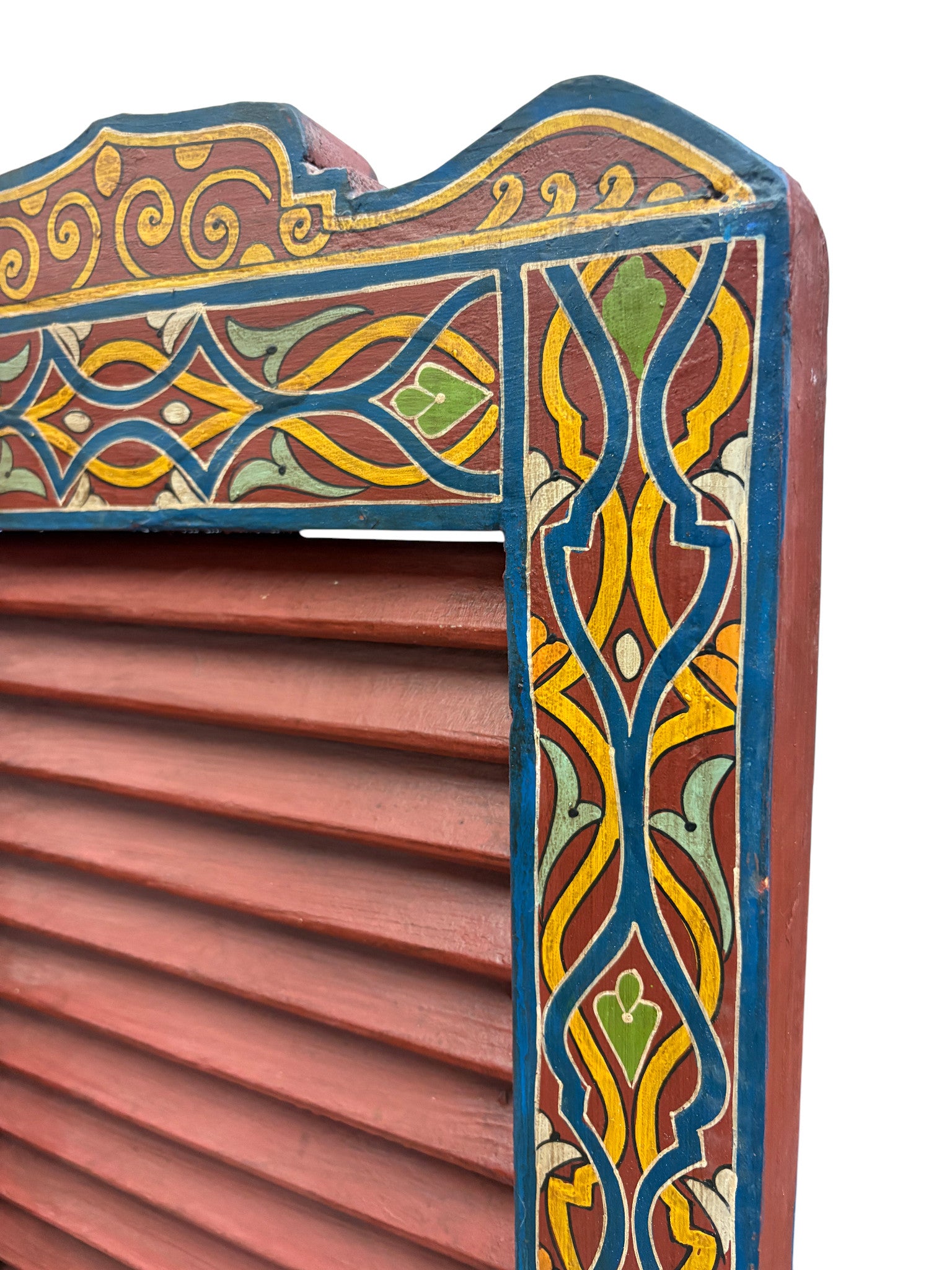 Hand Painted Moroccan Cedar Folding Screen