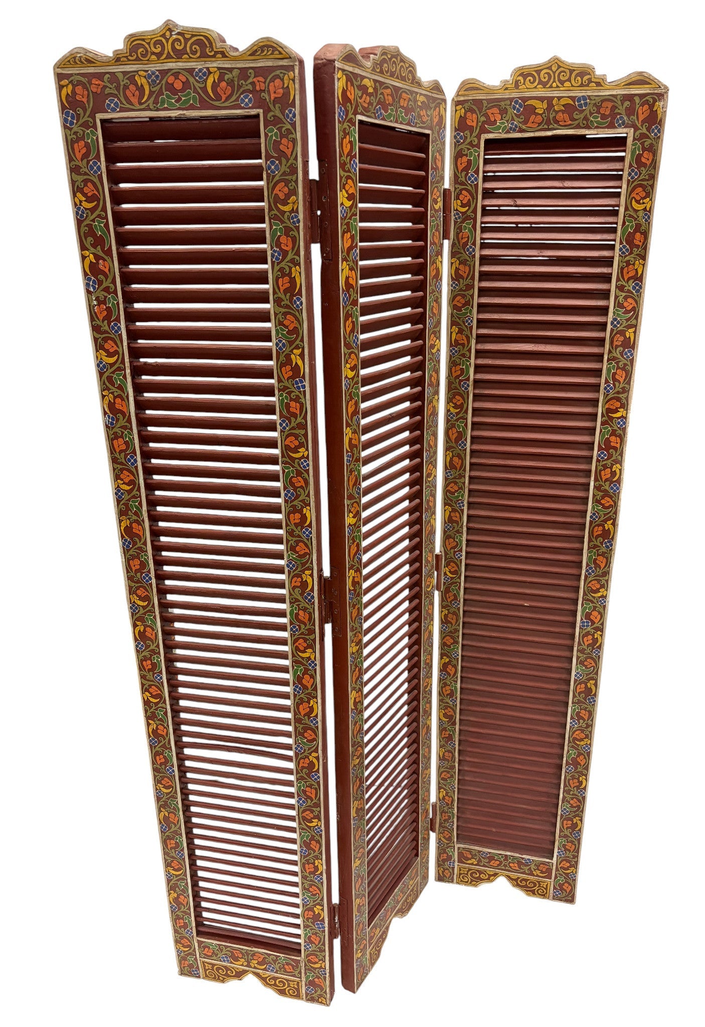 Hand Painted Moroccan Cedar Folding Screen