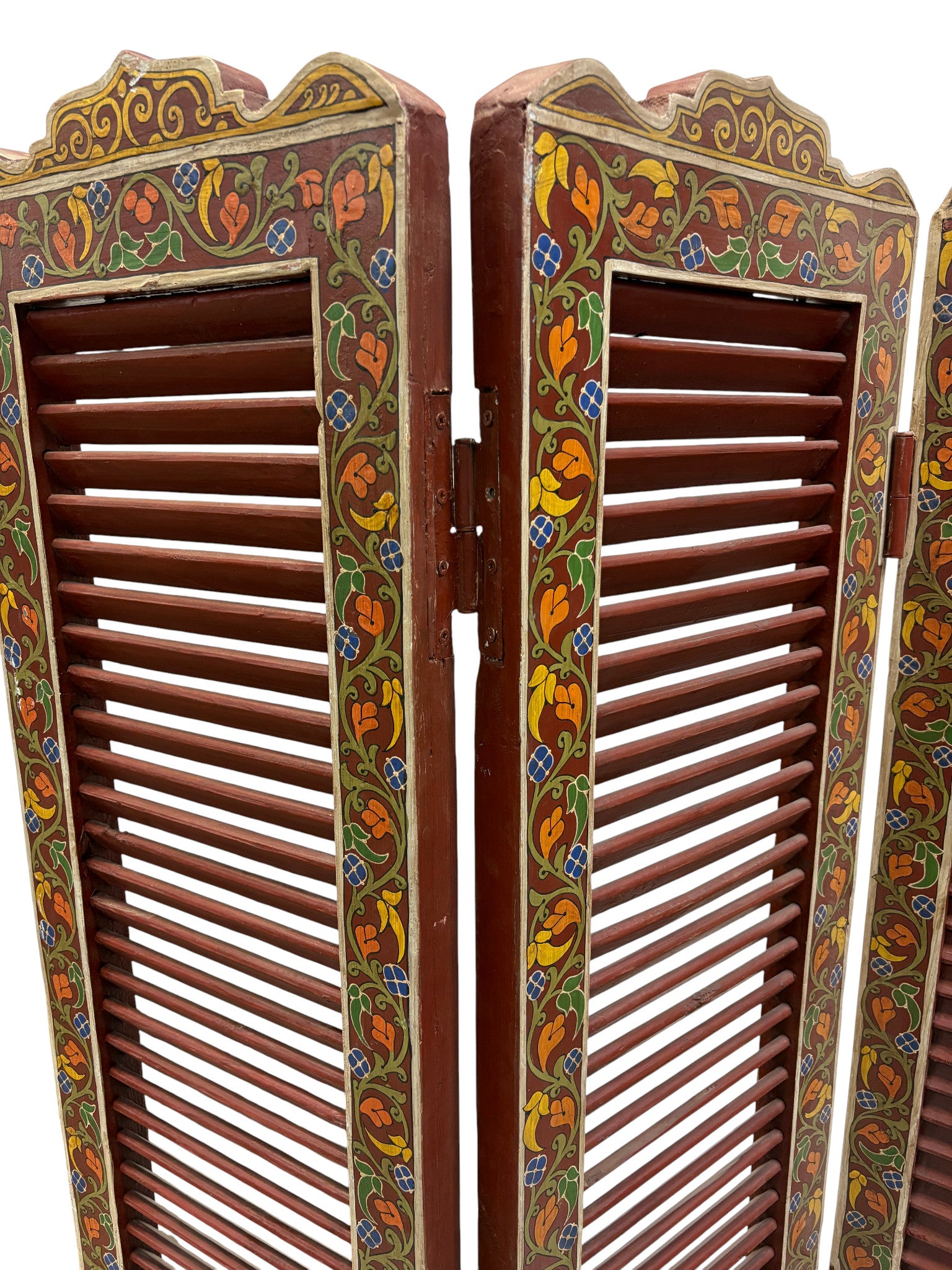 Hand Painted Moroccan Cedar Folding Screen