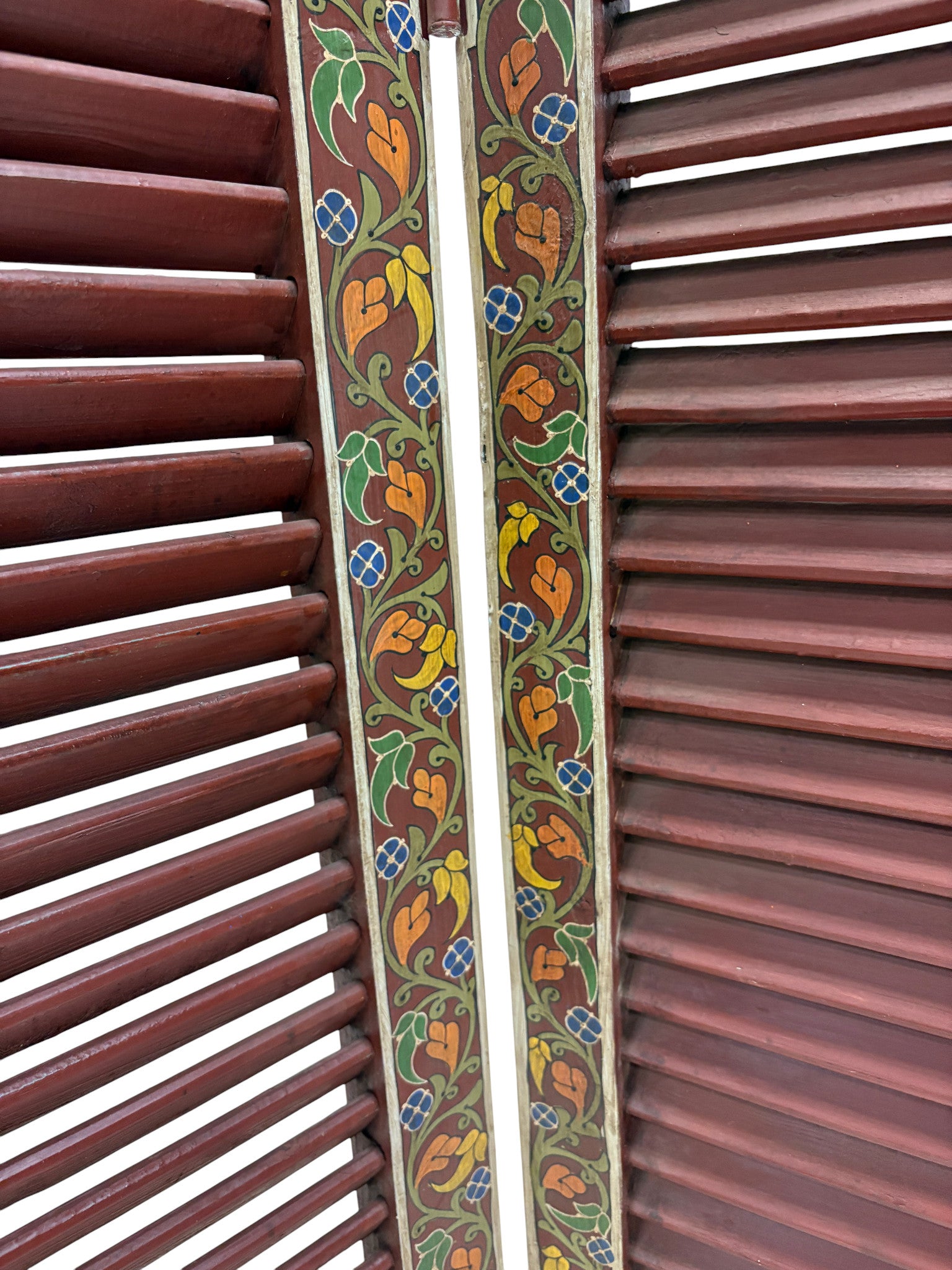 Hand Painted Moroccan Cedar Folding Screen