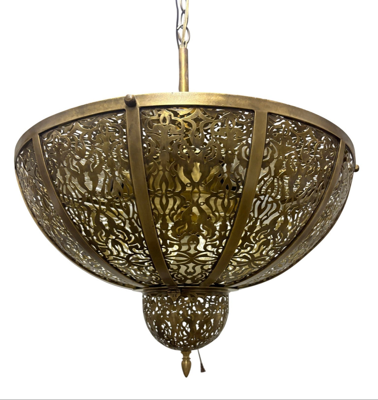 Intricate Filigree Brass Chandelier