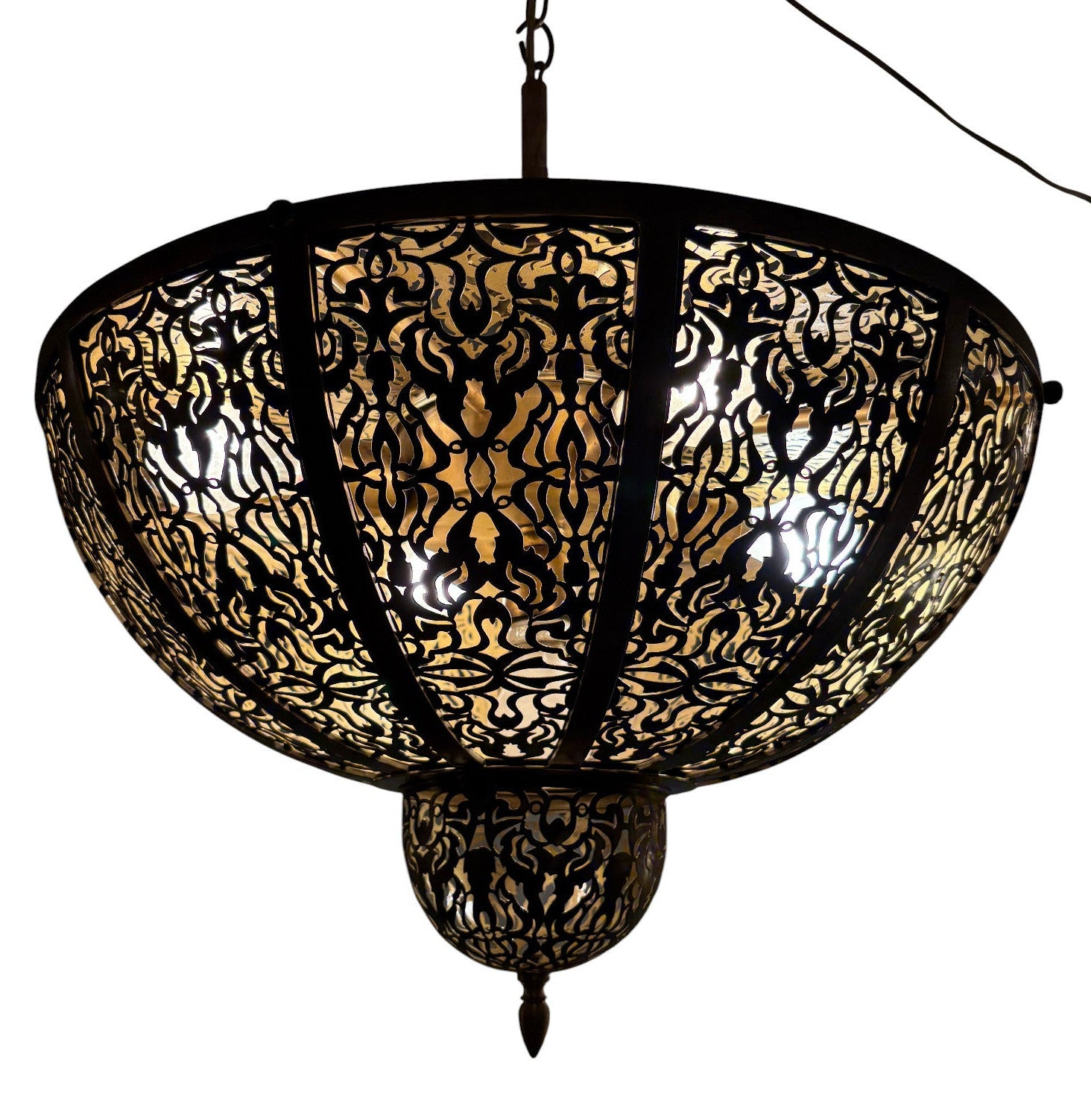 Intricate Filigree Brass Chandelier