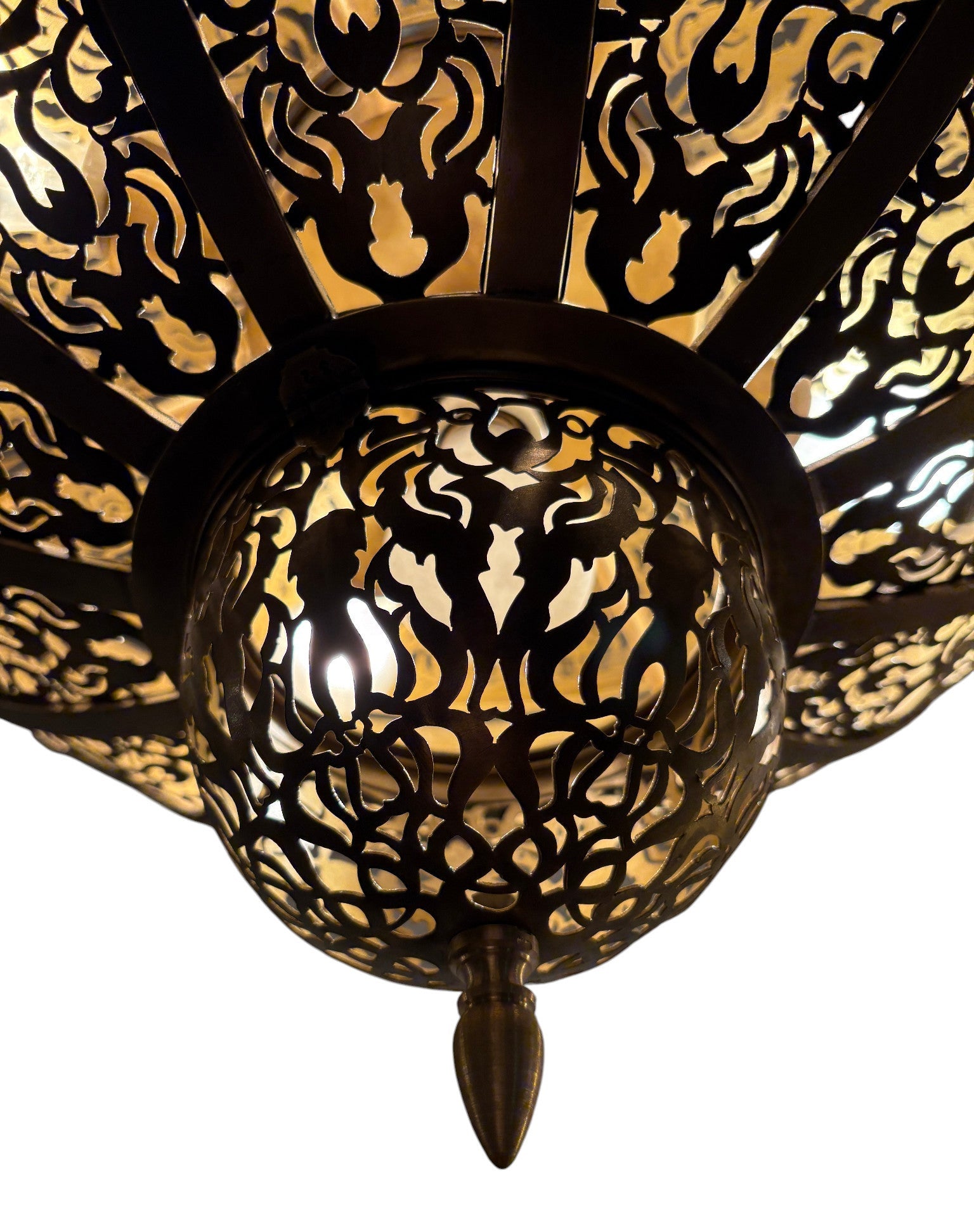 Intricate Filigree Brass Chandelier