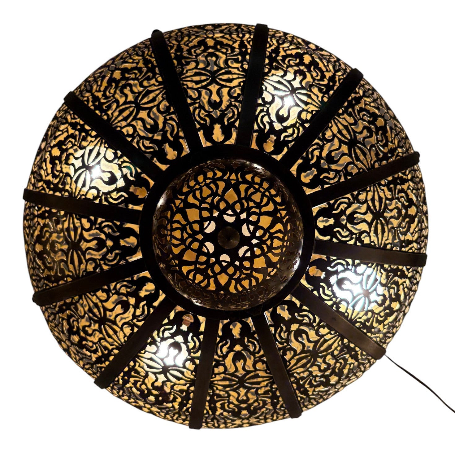 Intricate Filigree Brass Chandelier