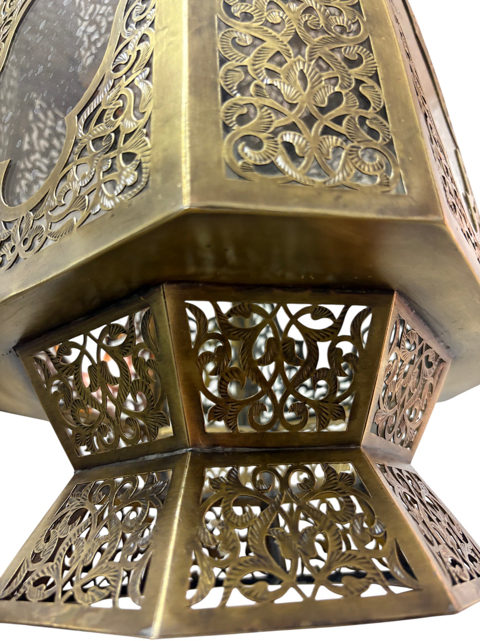 Artisanal Brass Moorish Filigree Lamp