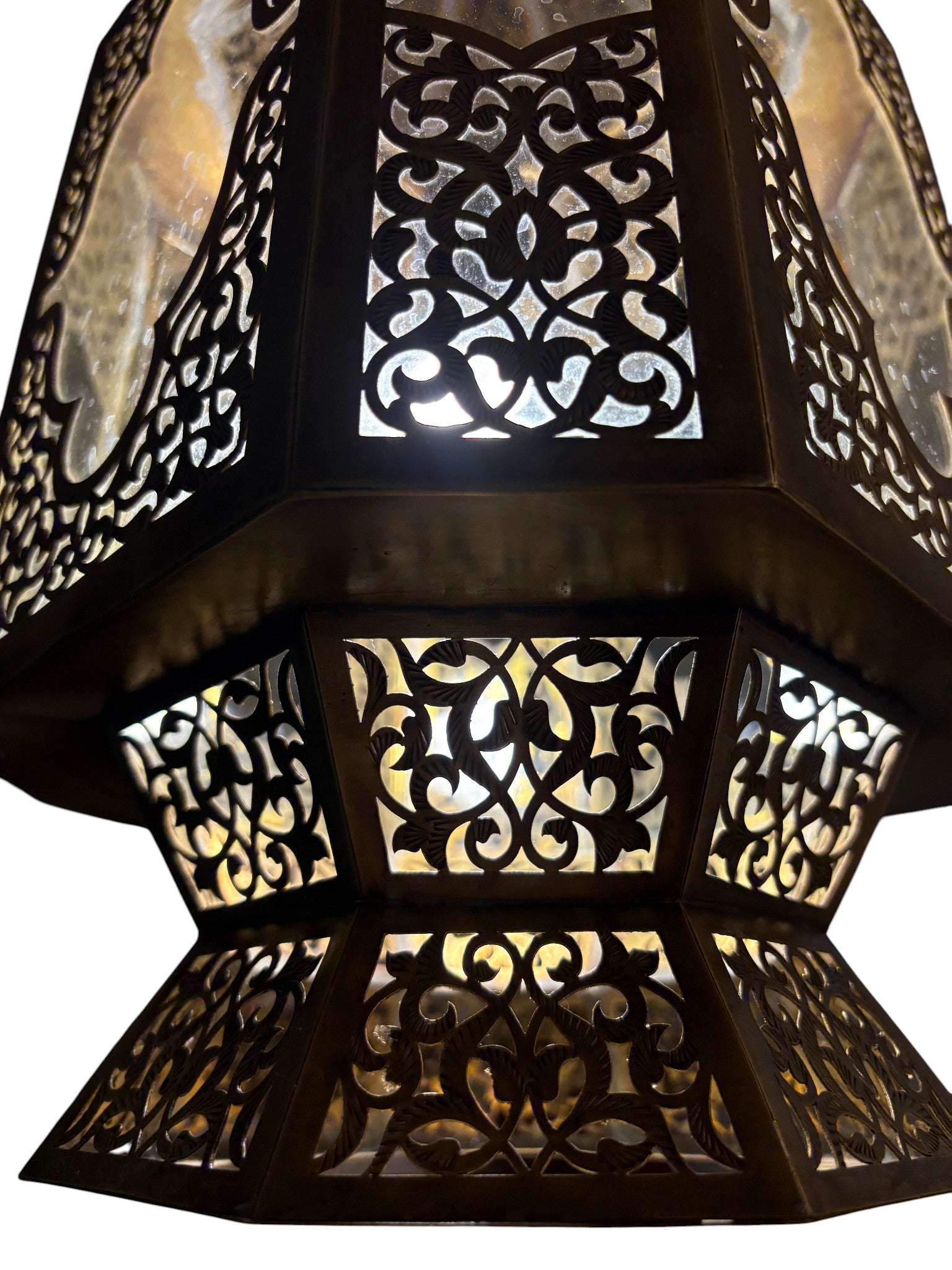 Artisanal Brass Moorish Filigree Lamp