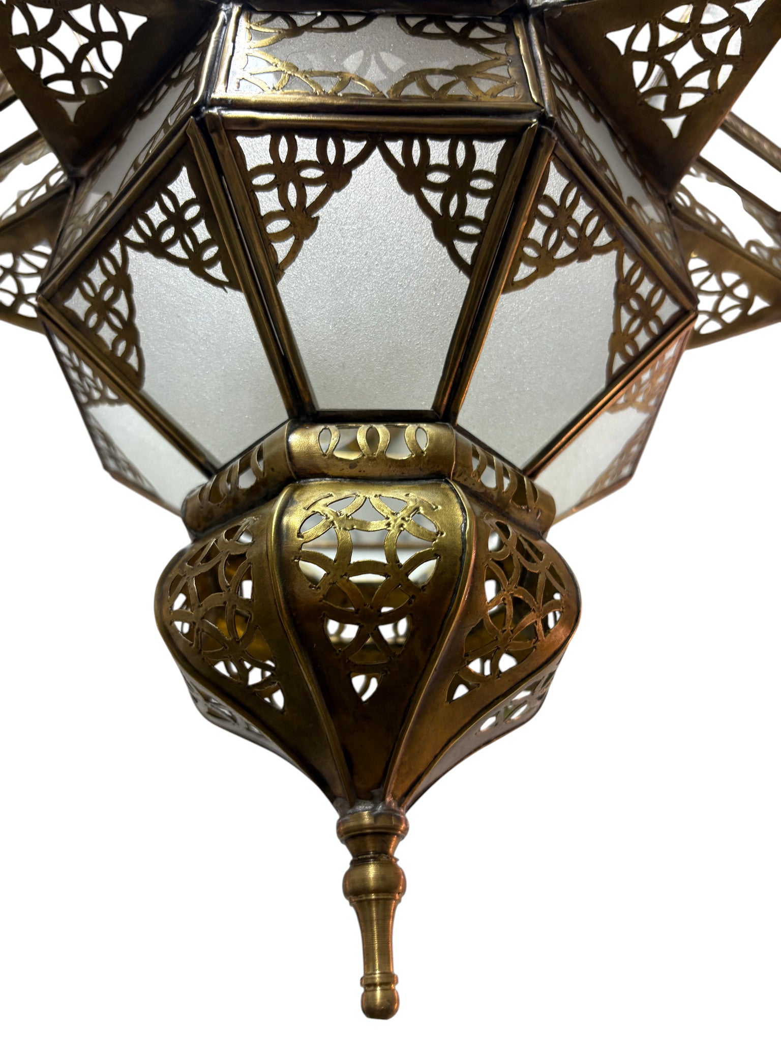 White Glass Star Brass Lamp