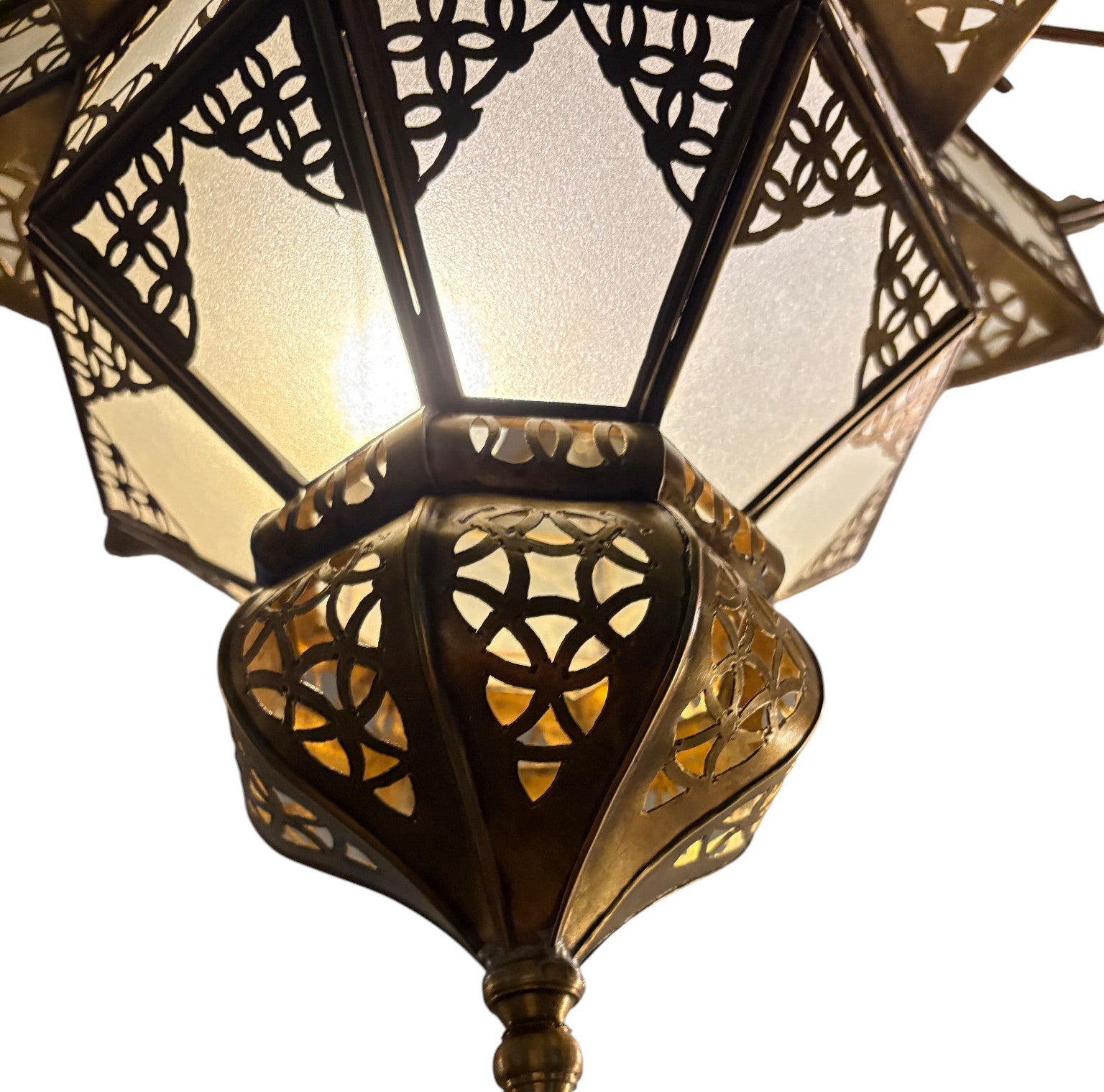 White Glass Star Brass Lamp