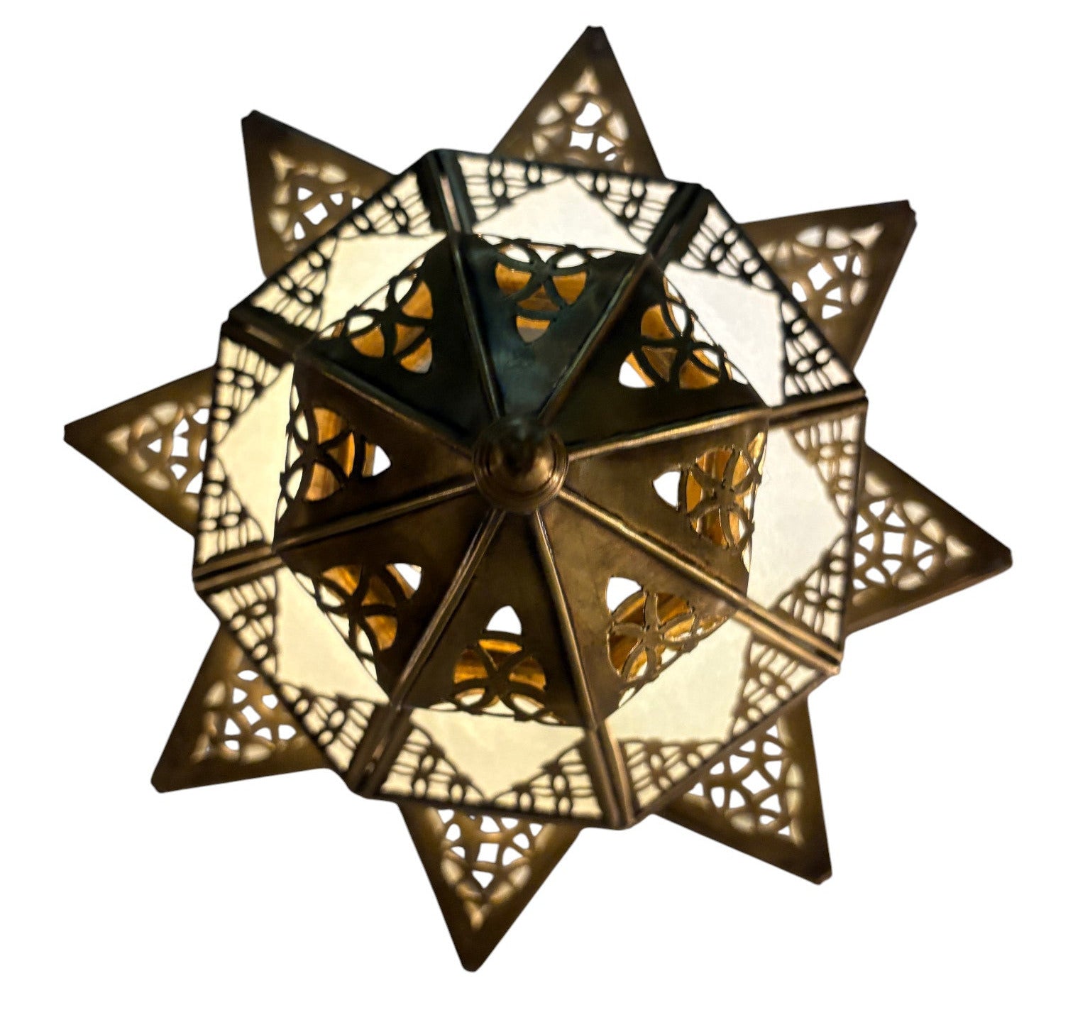 White Glass Star Brass Lamp