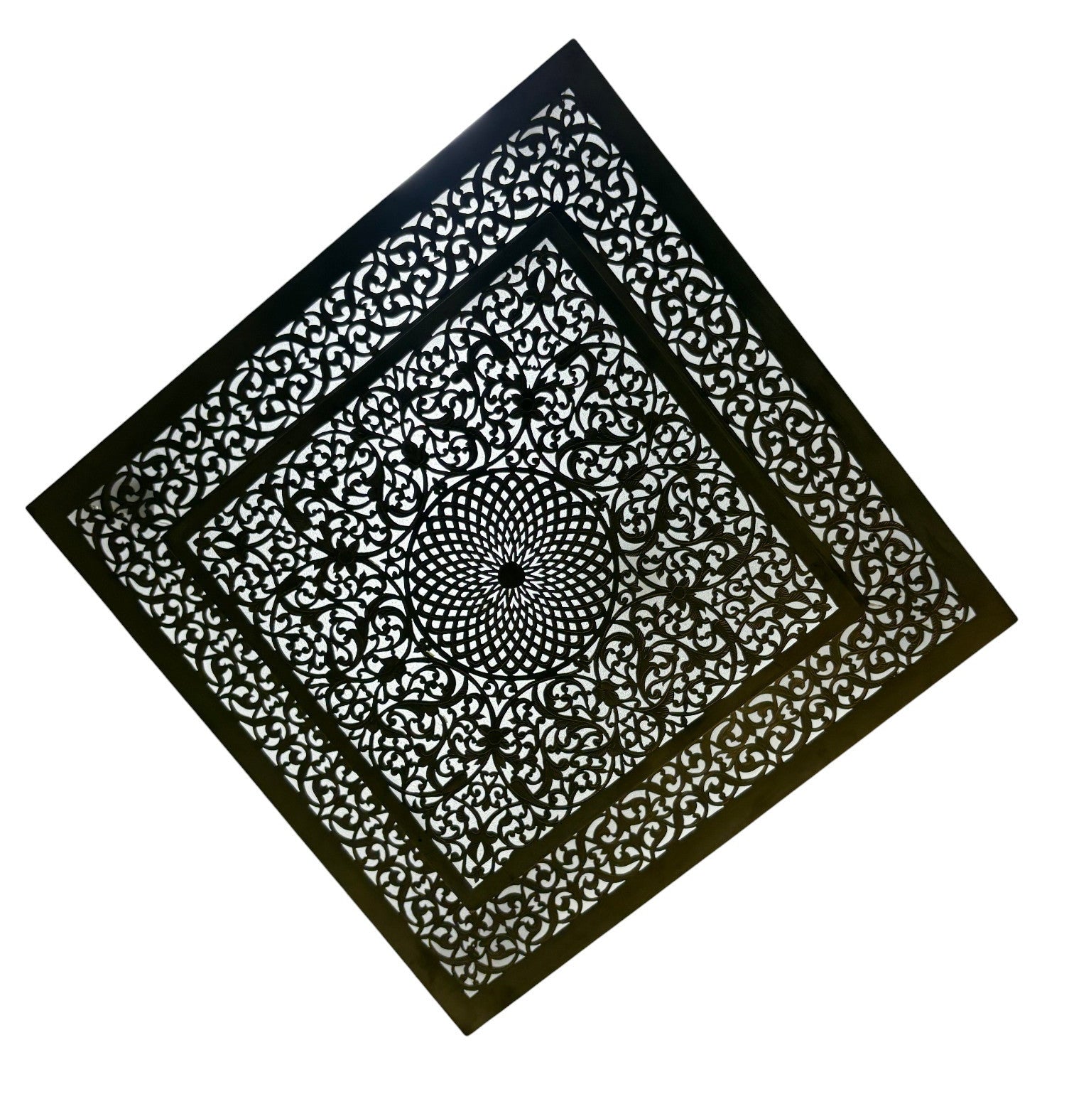 Layered Square White Glass Brass Lamp