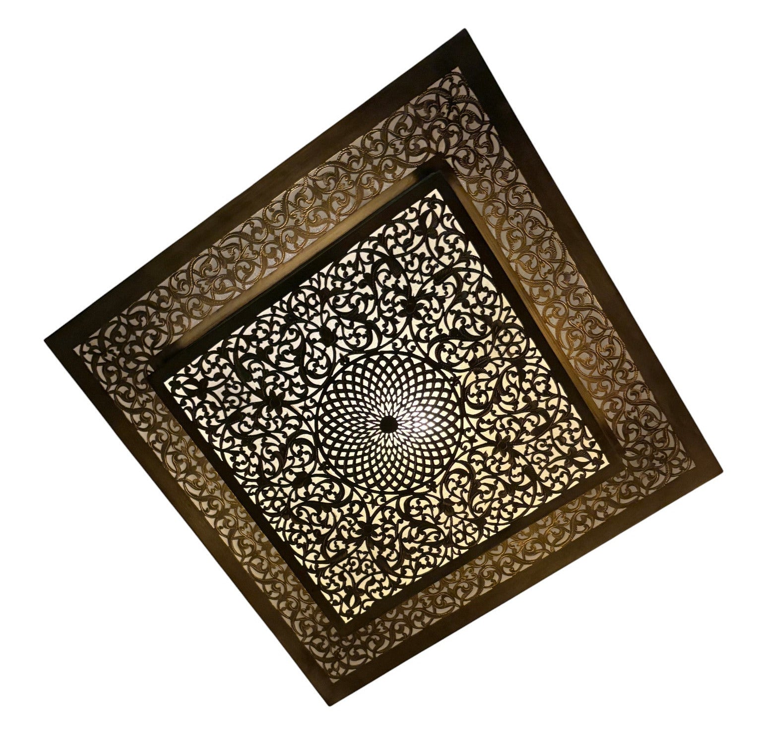 Layered Square White Glass Brass Lamp