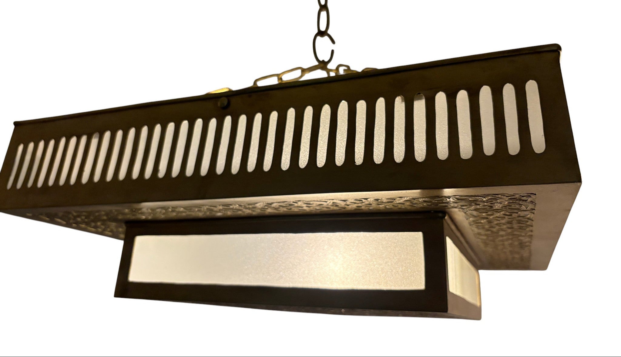 Layered Square White Glass Brass Lamp