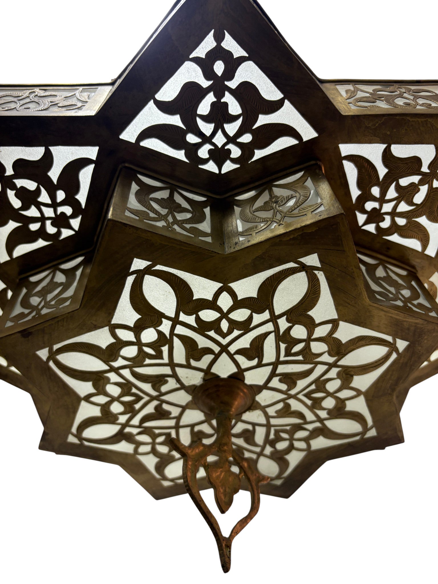 White Glass Brass Star Lamp