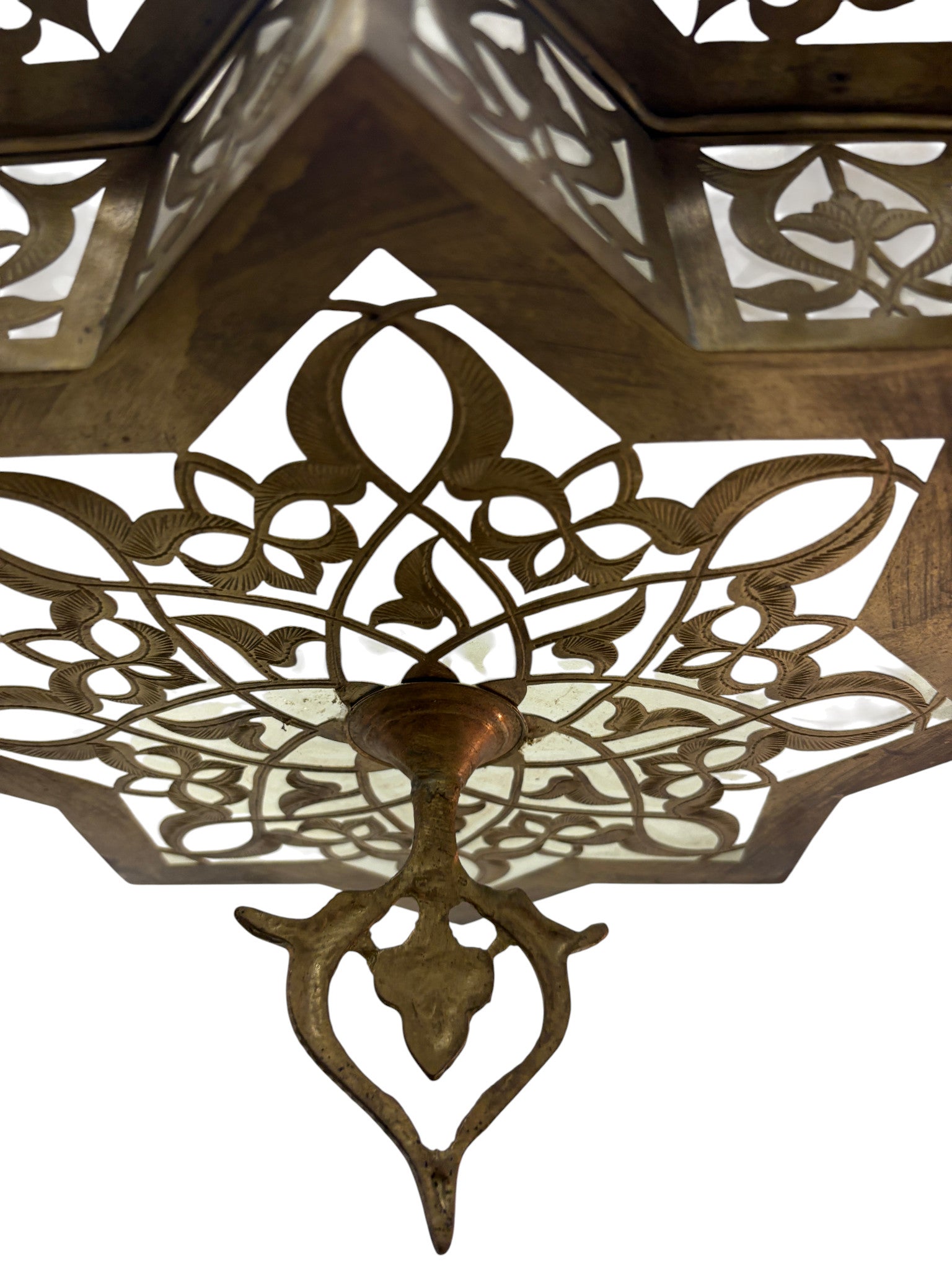 White Glass Brass Star Lamp