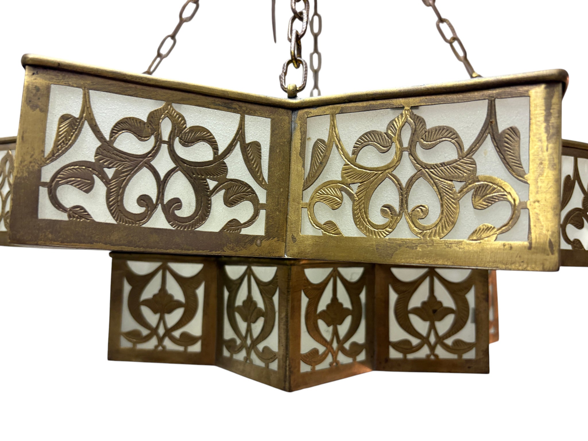 White Glass Brass Star Lamp