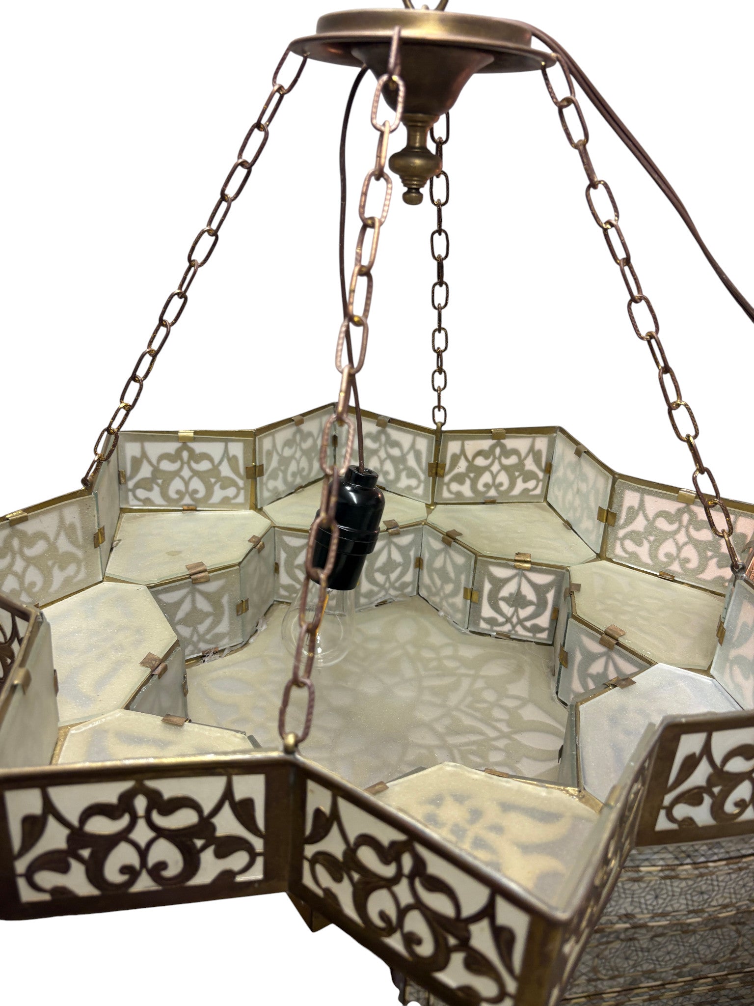 White Glass Brass Star Lamp