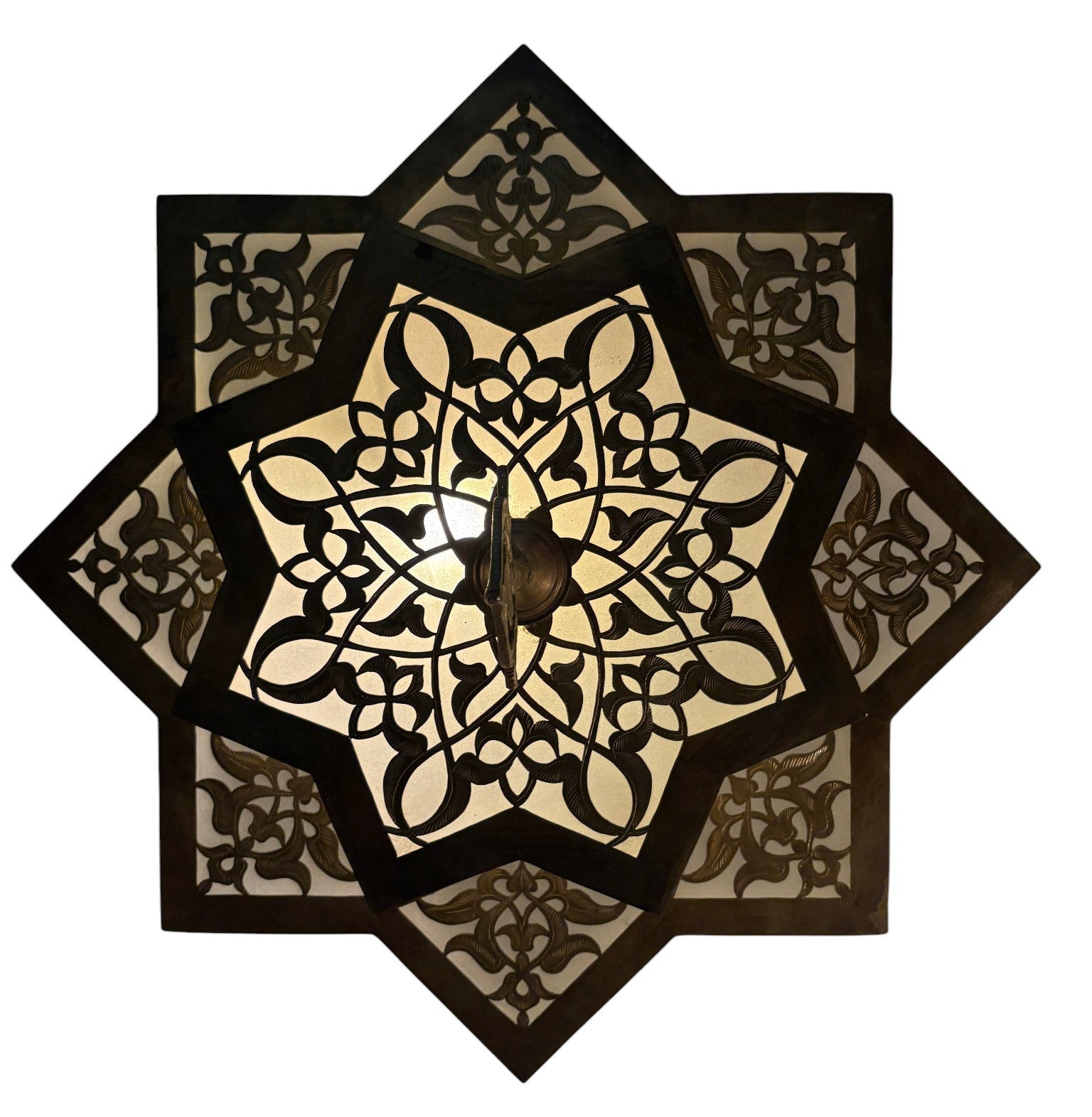 White Glass Brass Star Lamp