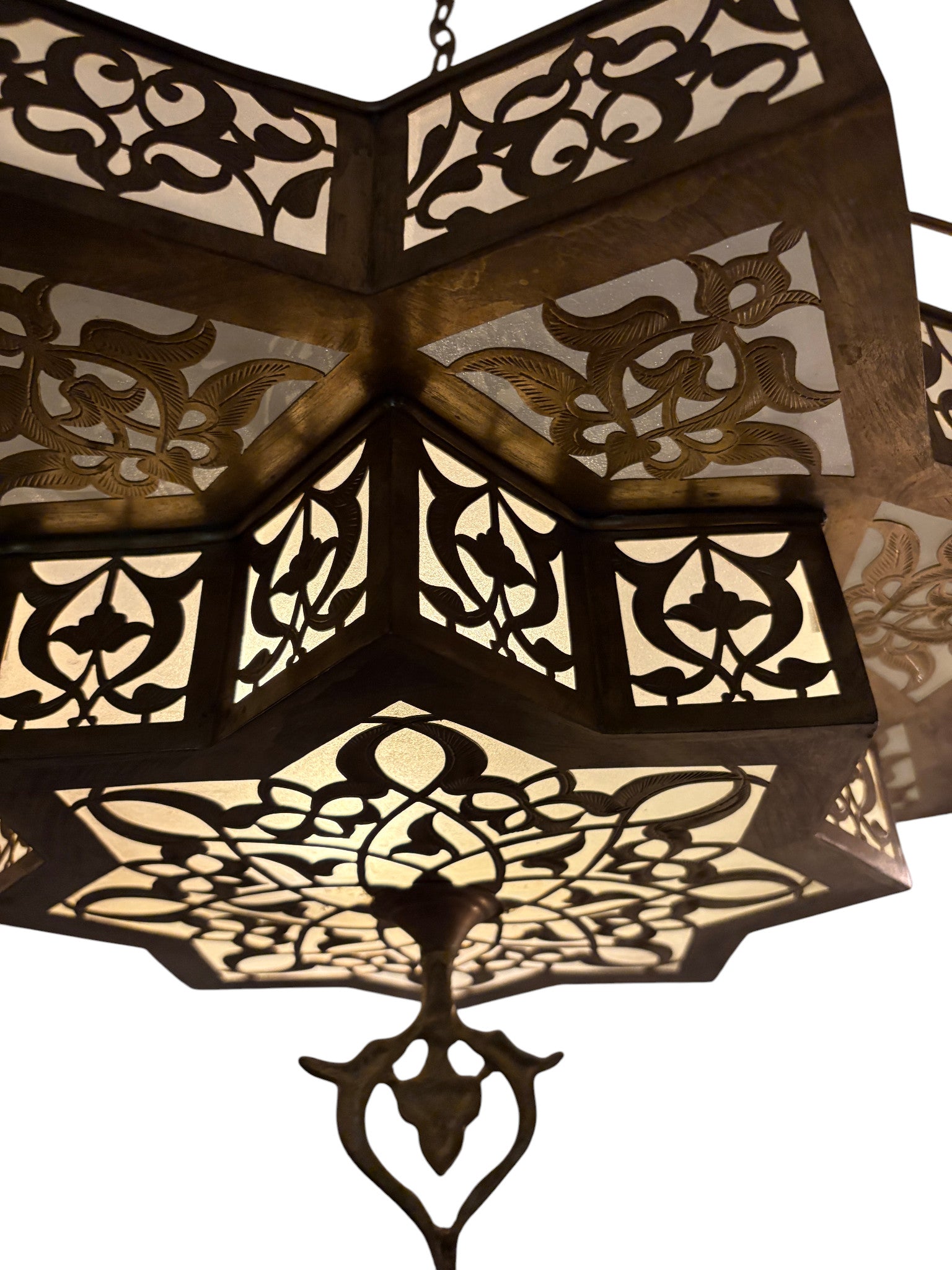 White Glass Brass Star Lamp