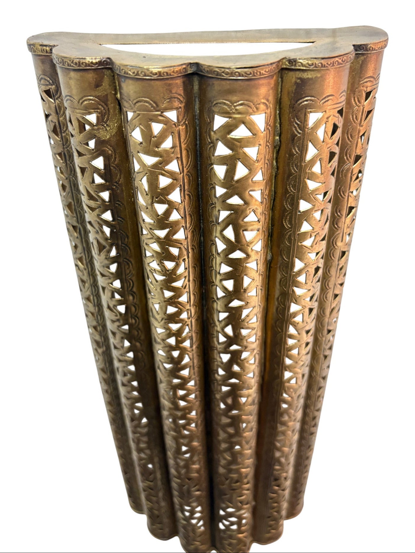 Large Artisanal Curved Brass Sconce Light