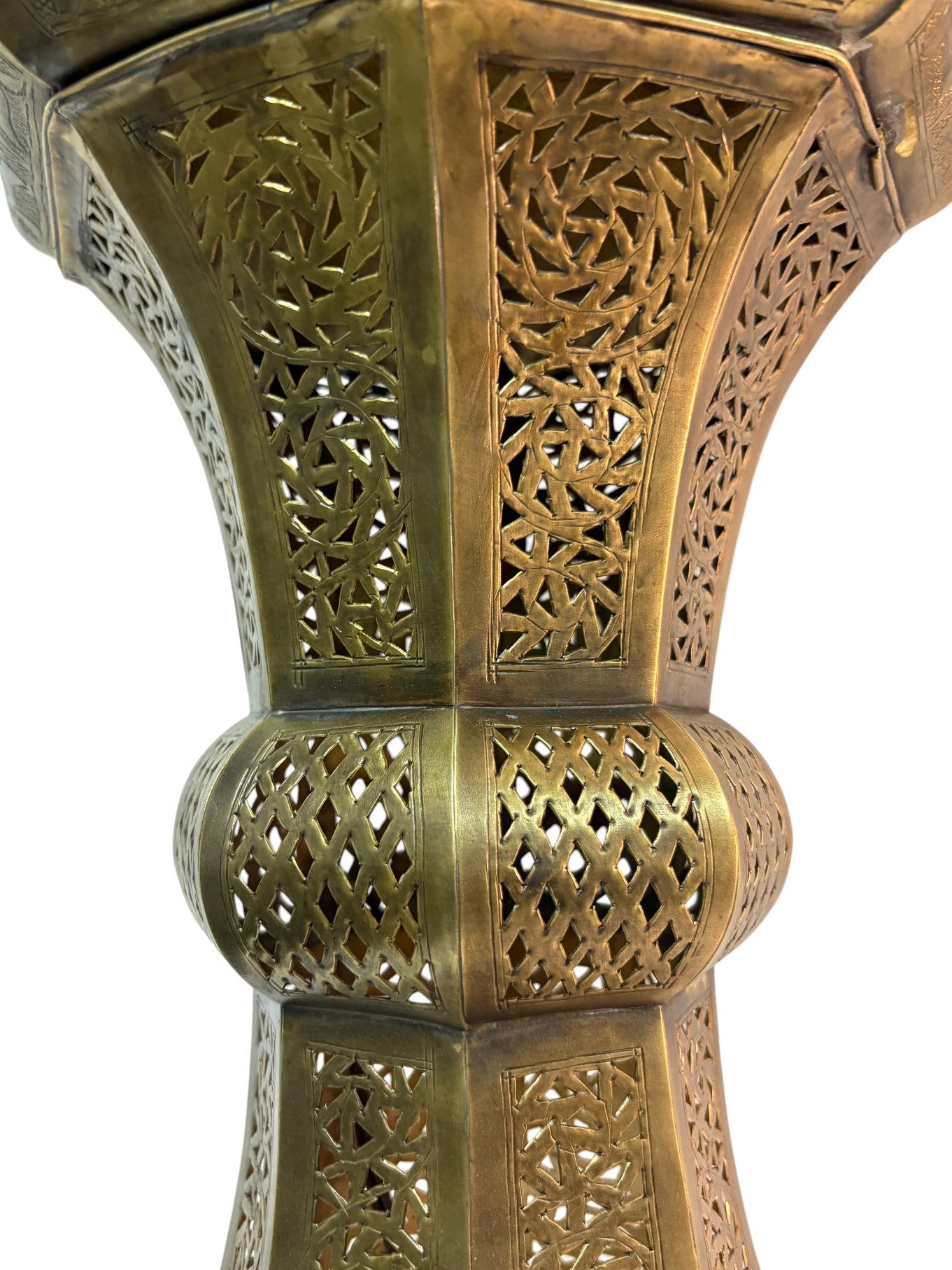Tall Intricate Filigree Standing Brass Lantern