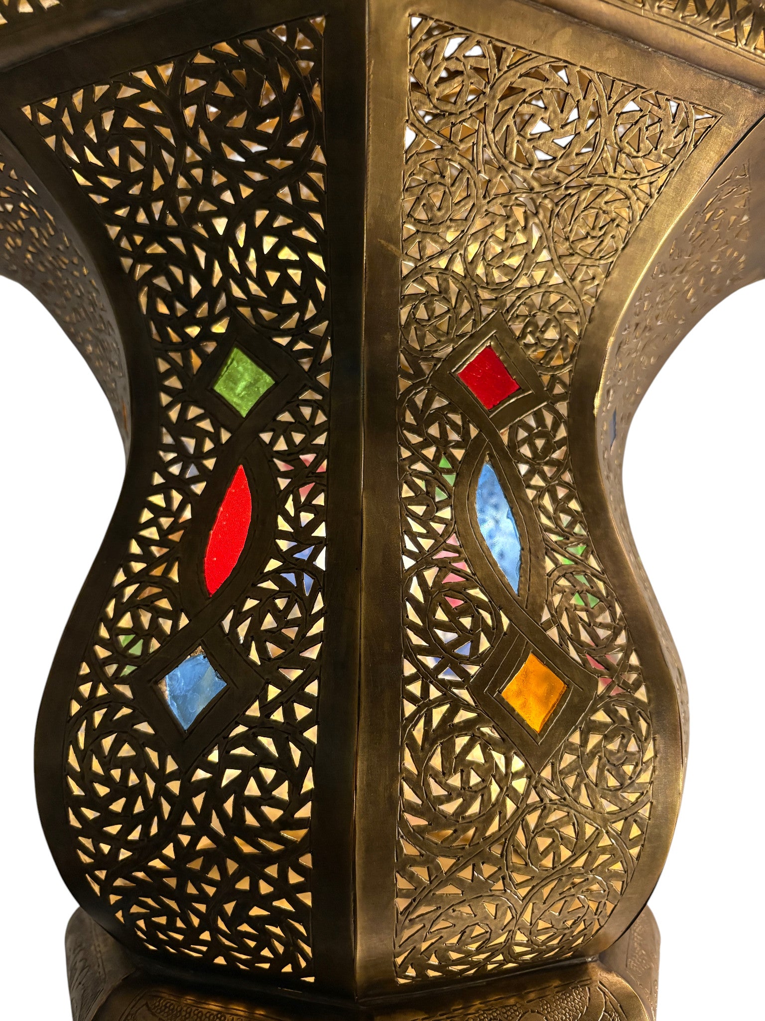 Tall Intricate Filigree Standing Brass Lantern