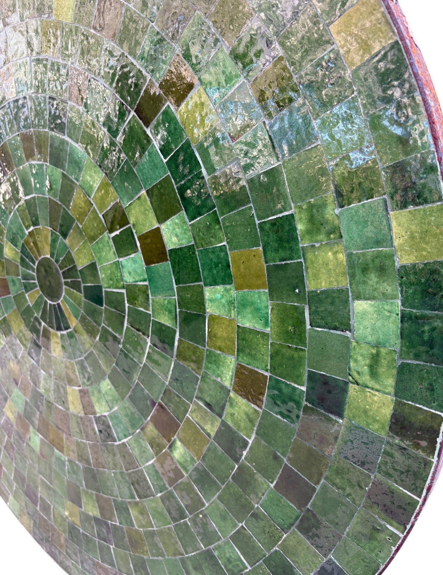 36" Green Round Mosaic Tile Table Top