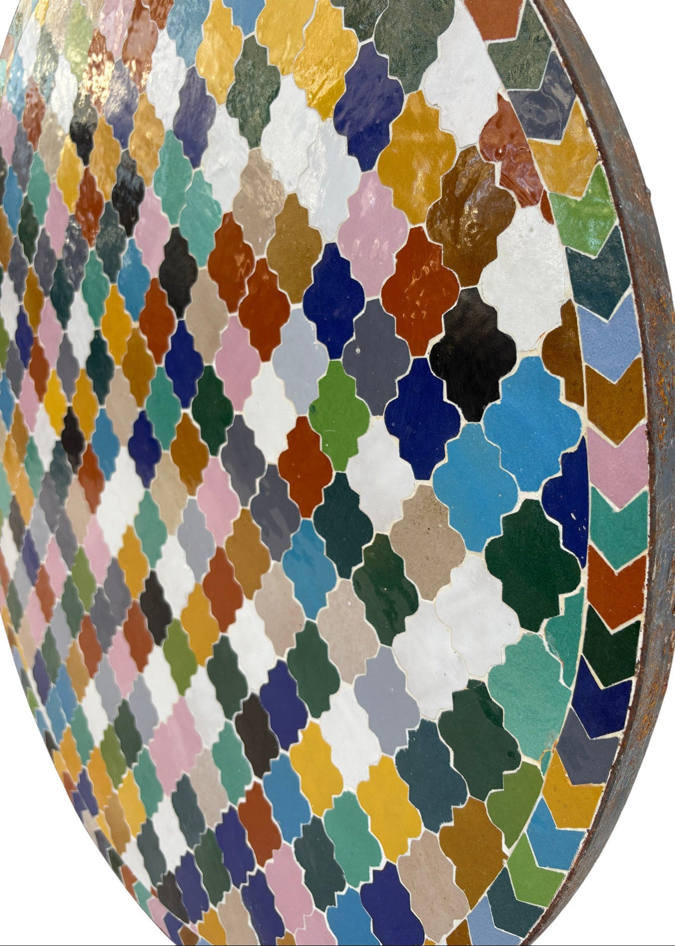 32" Multicolor Round Mosaic Tile Table Top