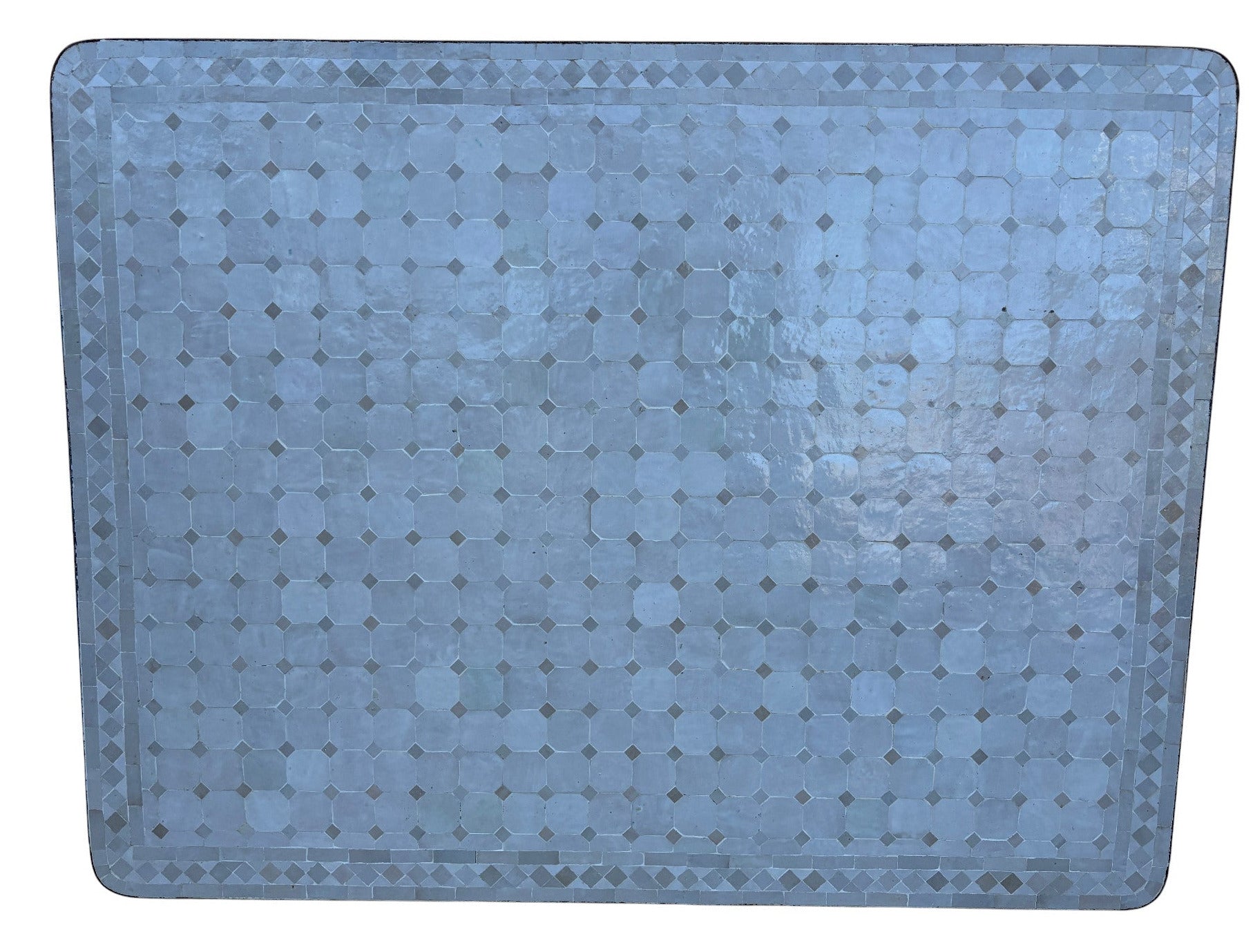 40"W x 51"L White and Beige Rectangle Mosaic Tile Table Top