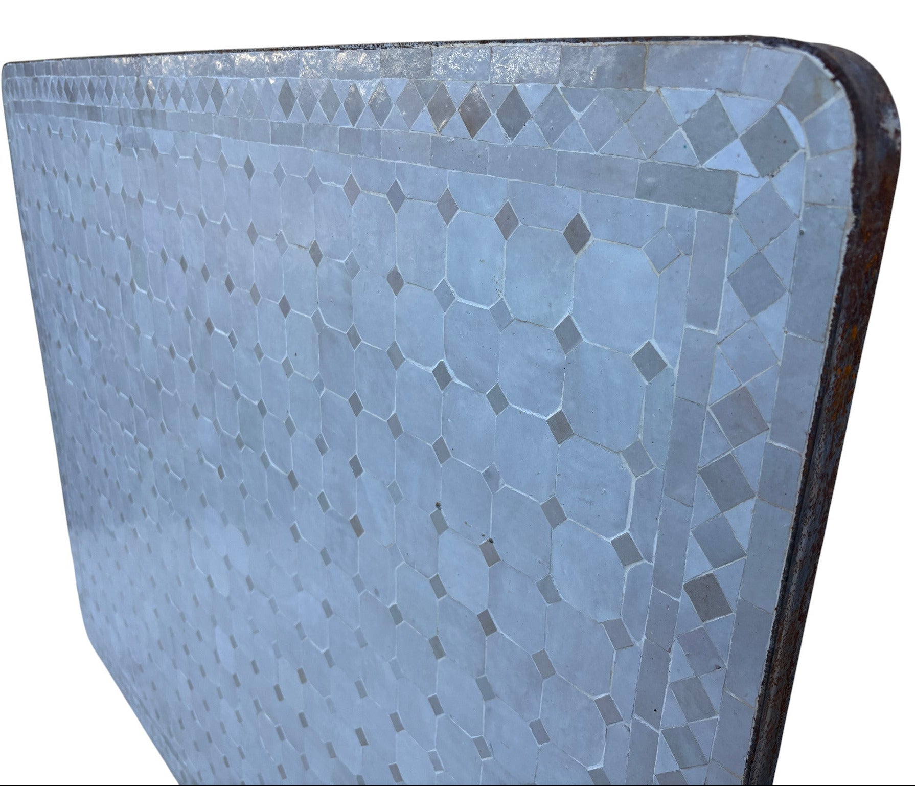 40"W x 51"L White and Beige Rectangle Mosaic Tile Table Top