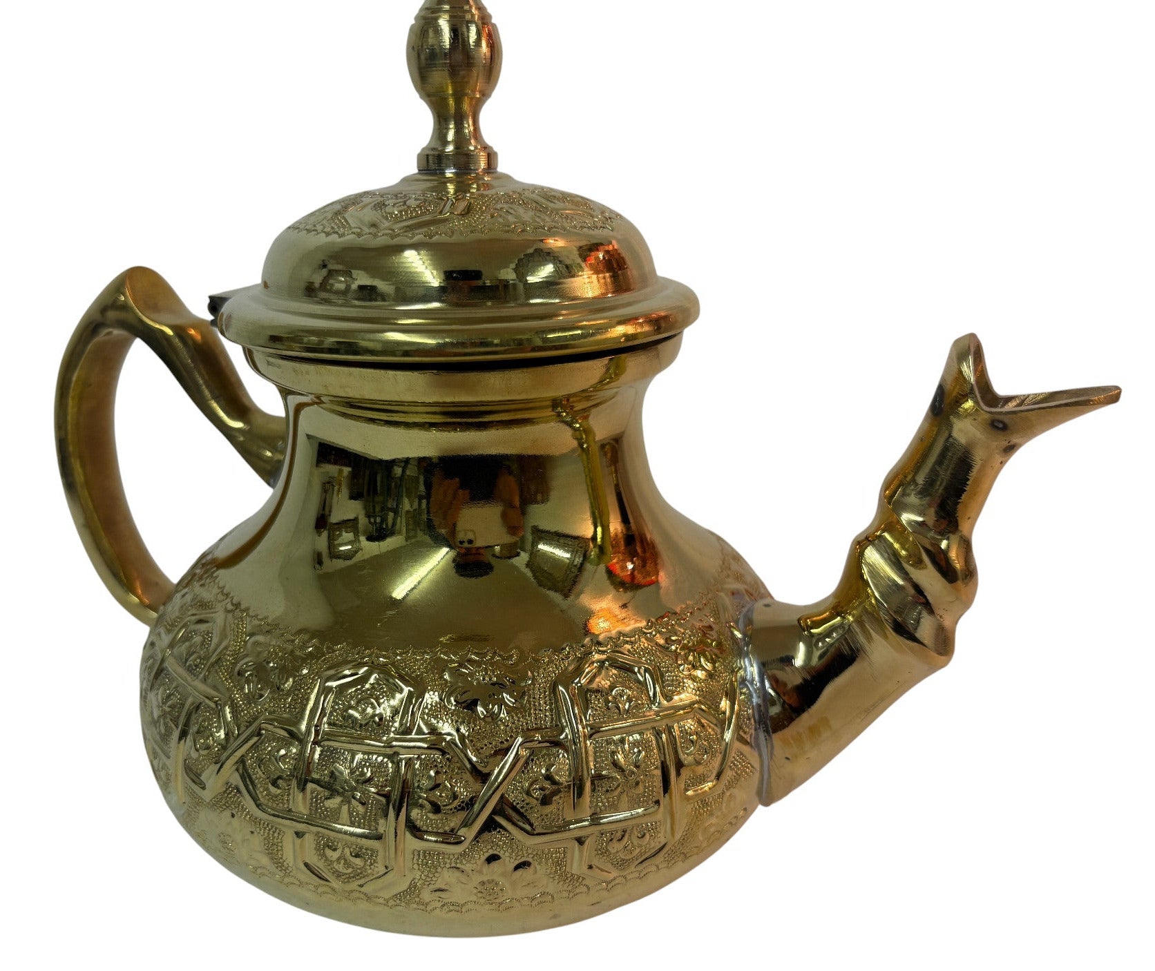 Solid Embossed Brass Teapot