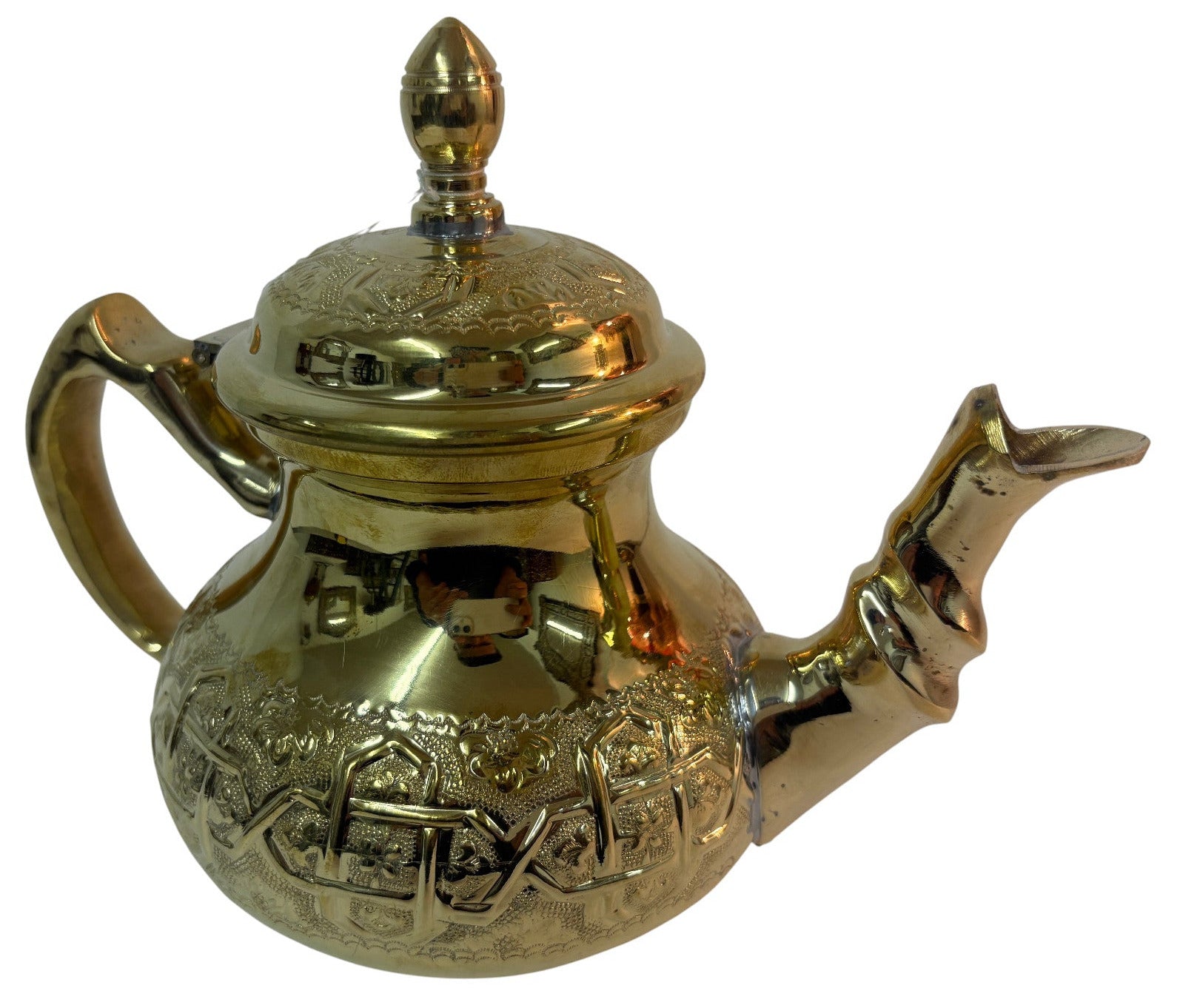 Solid Embossed Brass Teapot