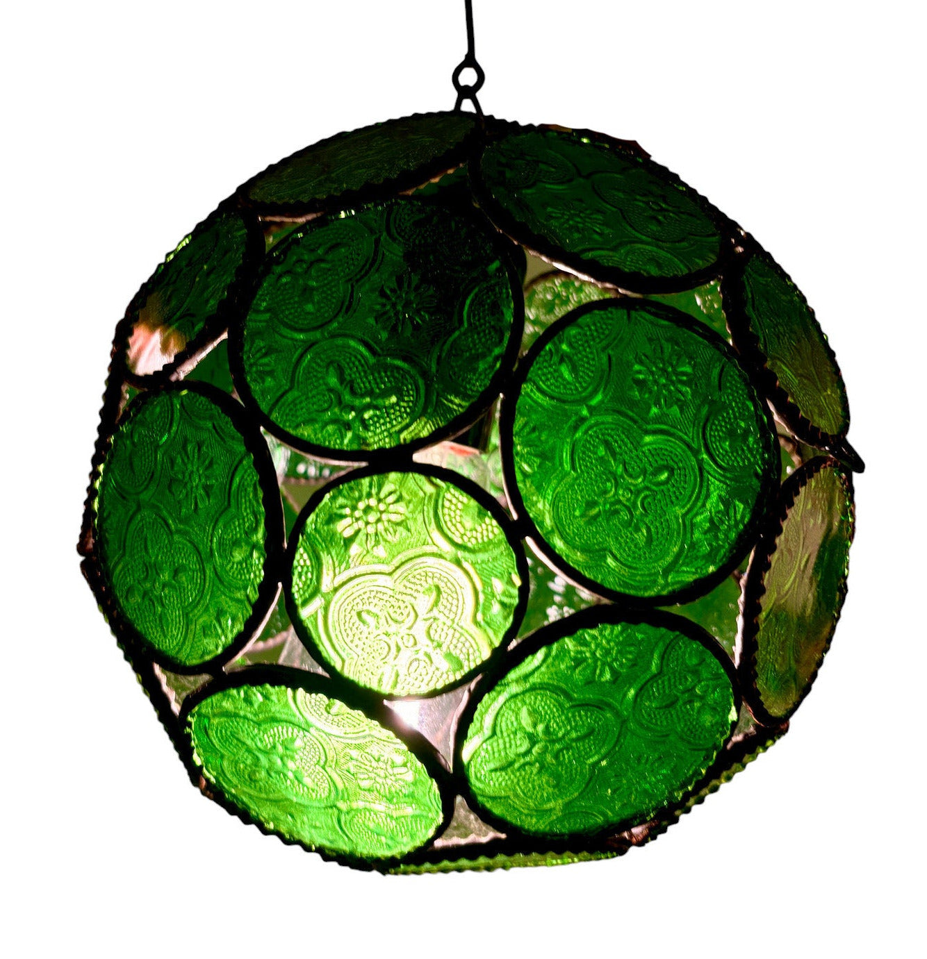 Sphere Embossed Glass Cast Zinc Lamp