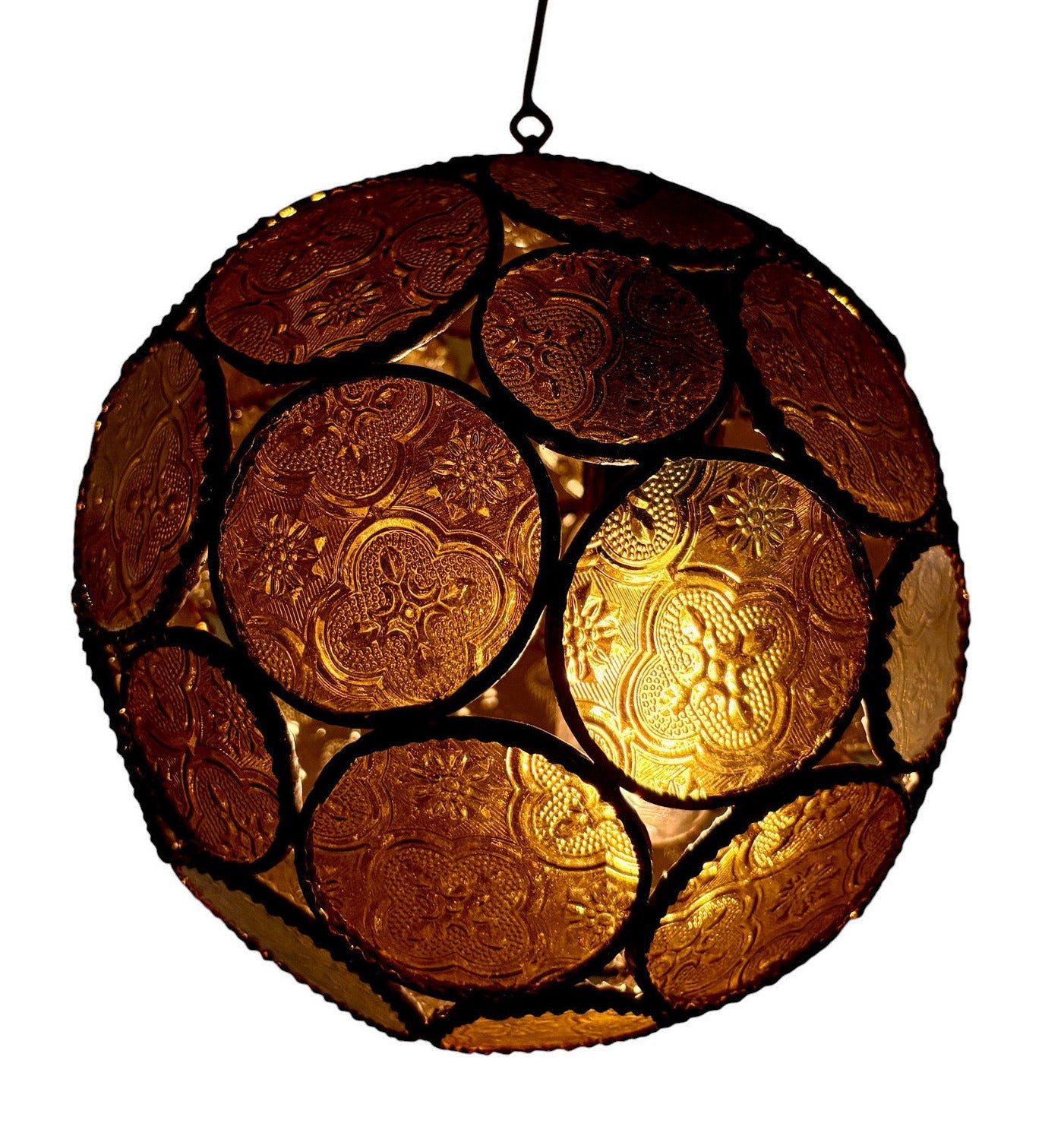 Sphere Embossed Glass Cast Zinc Lamp