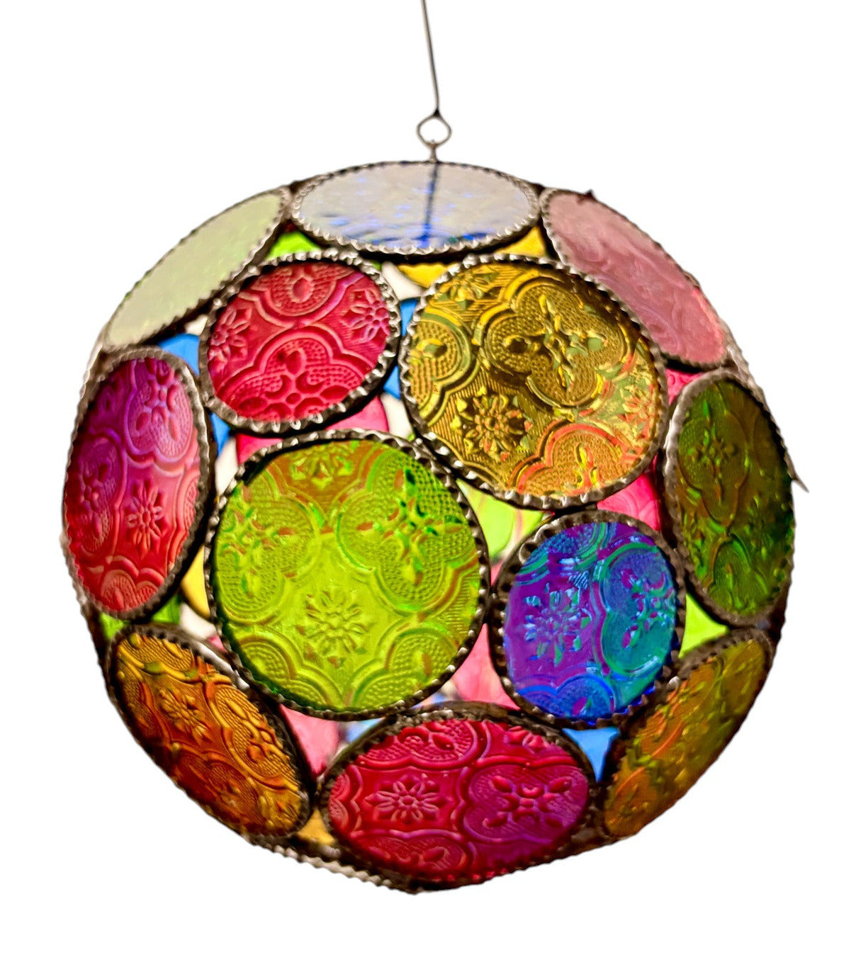 Sphere Embossed Glass Cast Zinc Lamp