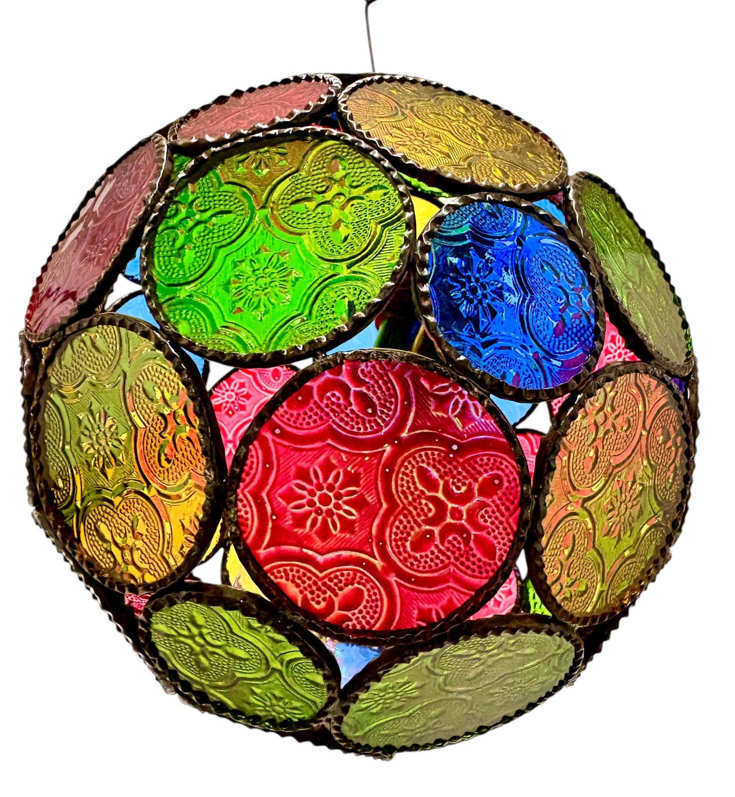 Sphere Embossed Glass Cast Zinc Lamp