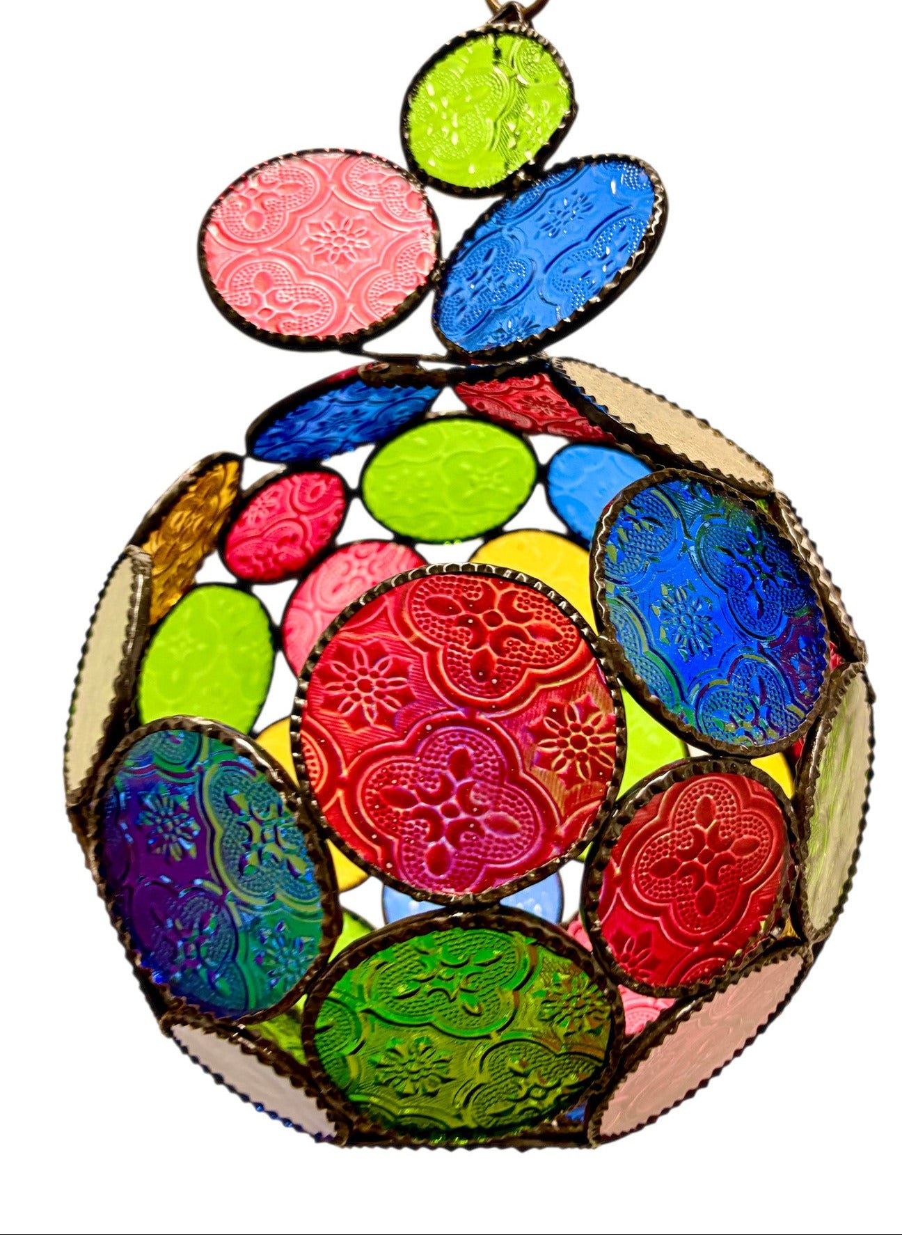 Sphere Embossed Glass Cast Zinc Lamp