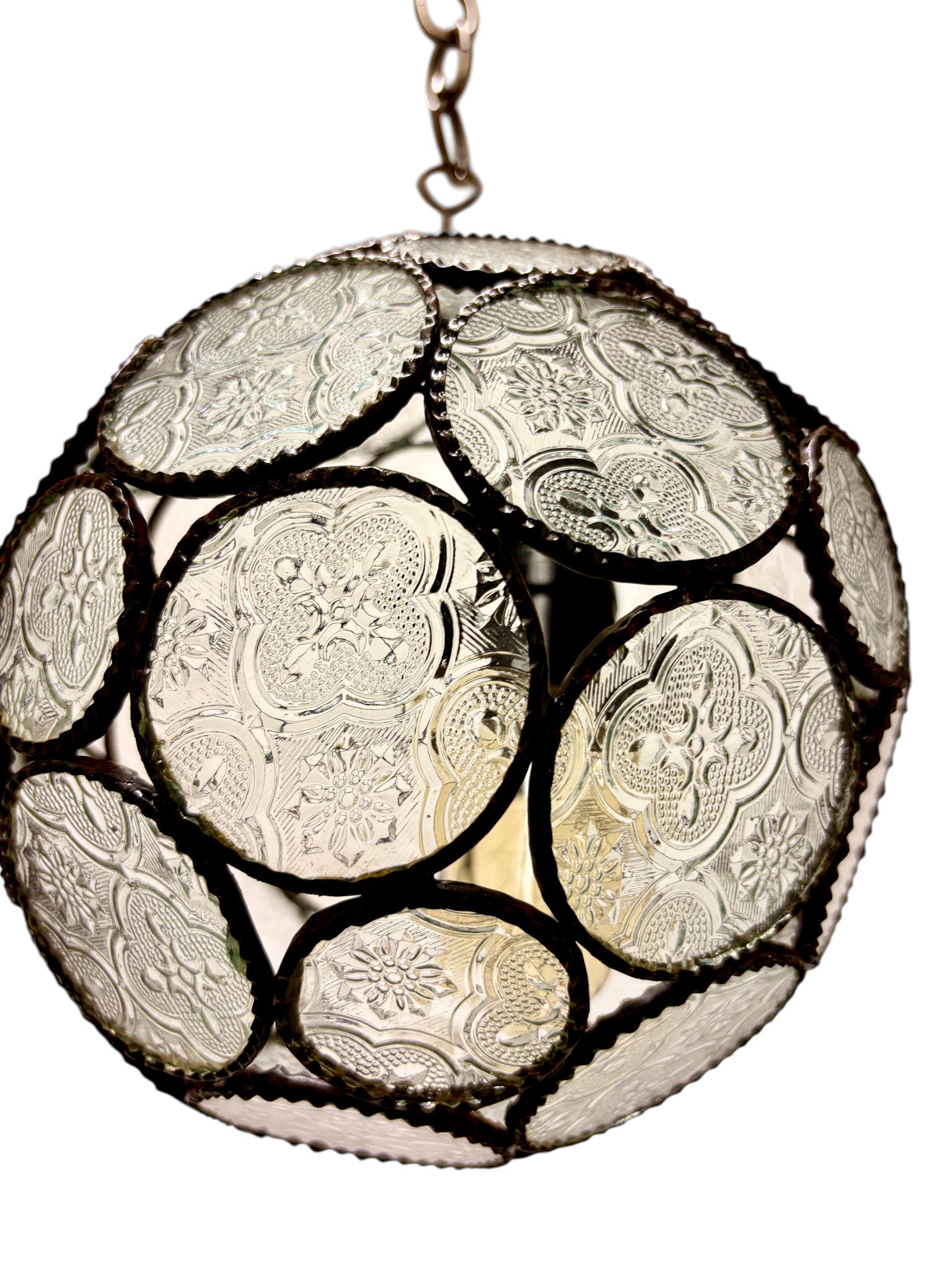 Sphere Embossed Glass Cast Zinc Lamp