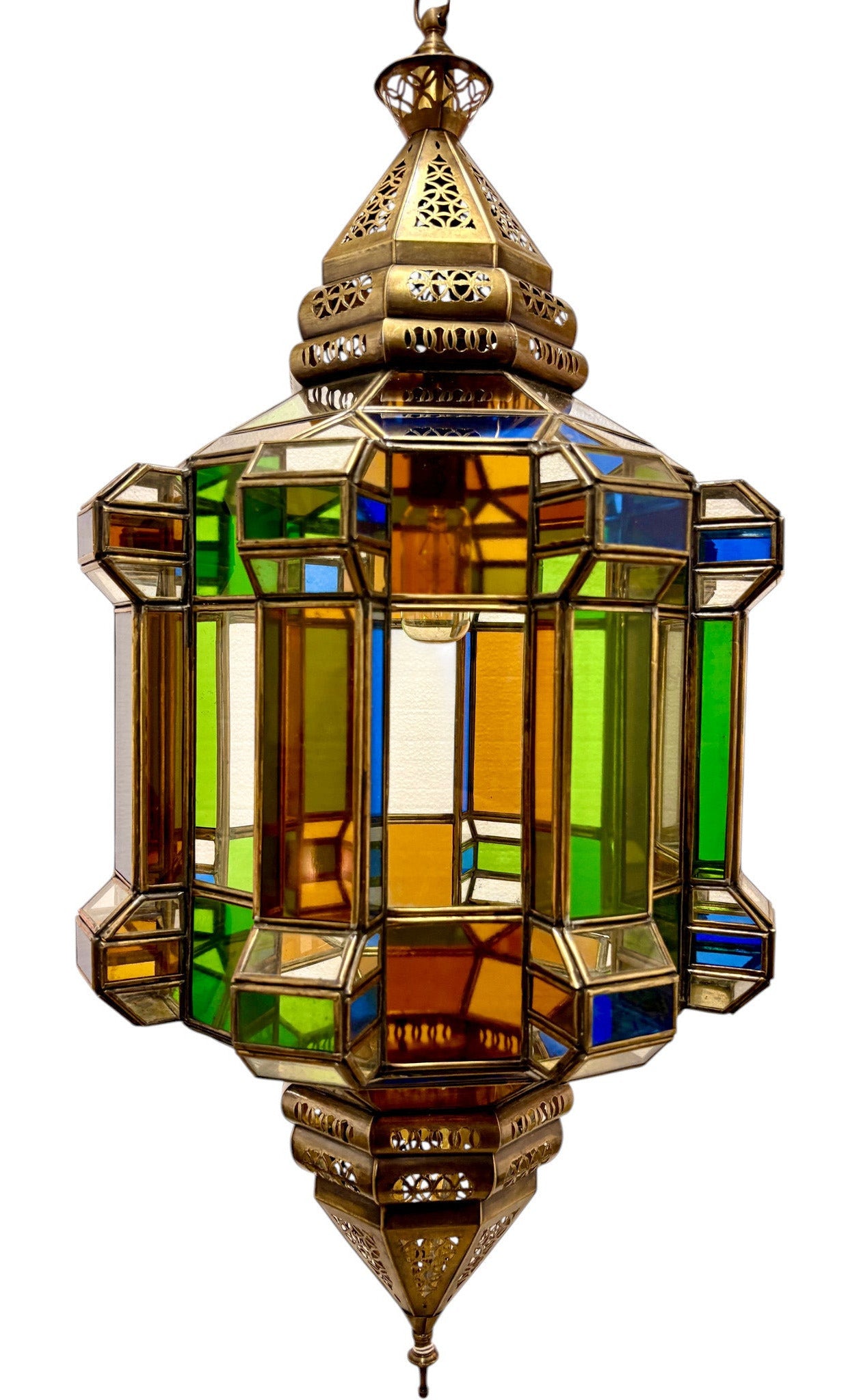 Brass Geometric Multi Glass Lamp