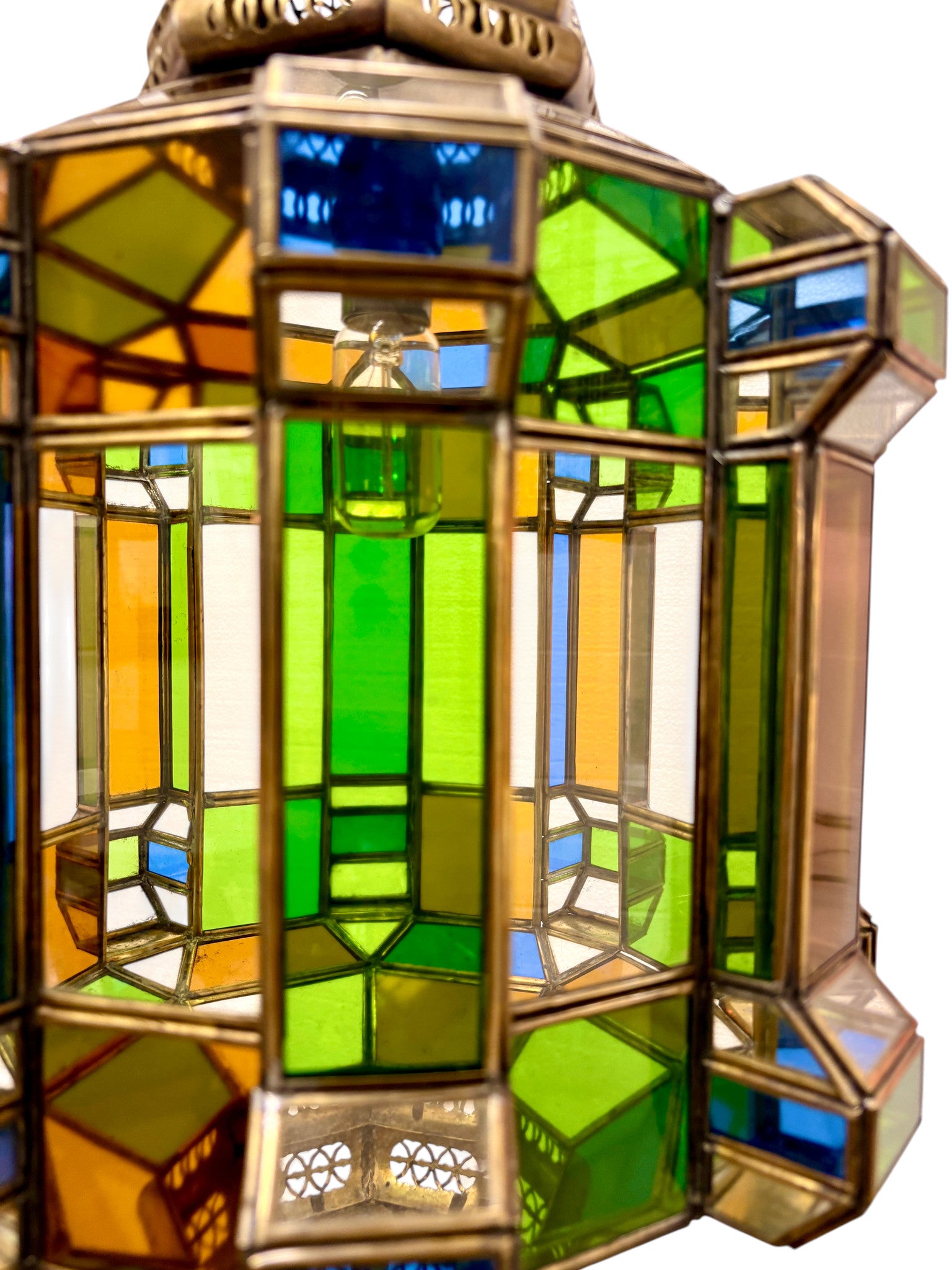 Brass Geometric Multi Glass Lamp