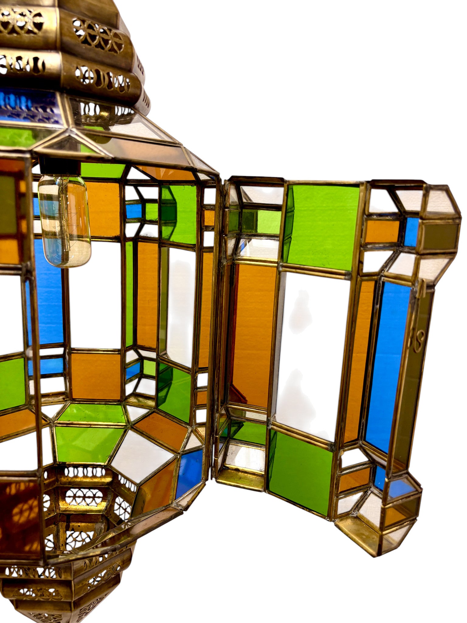 Brass Geometric Multi Glass Lamp