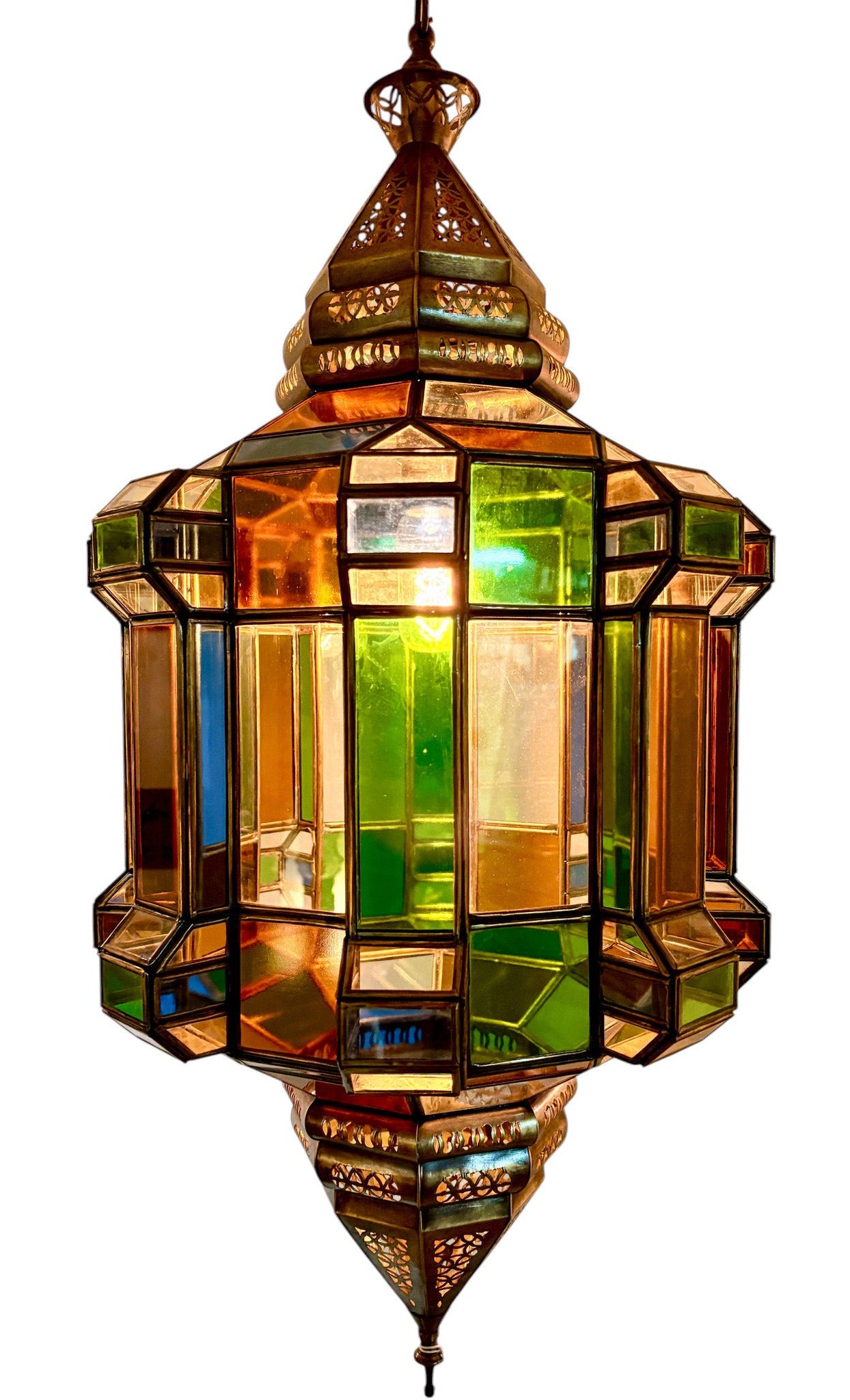 Brass Geometric Multi Glass Lamp